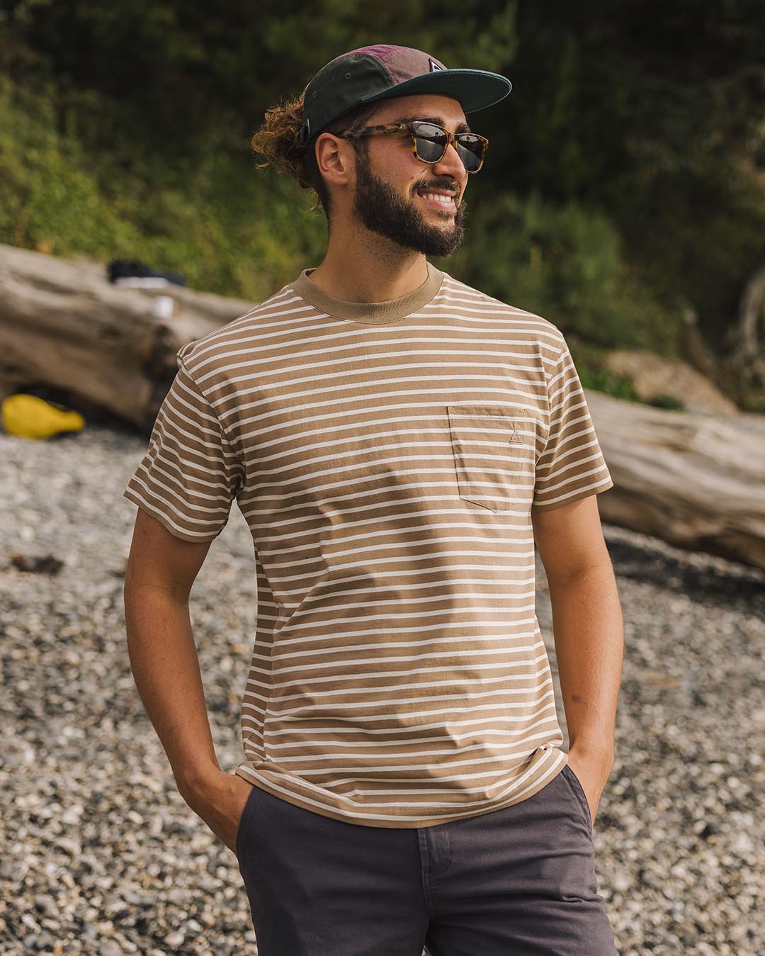 Zen Recycled Cotton Relaxed Fit T-Shirt - Toffee Stripe