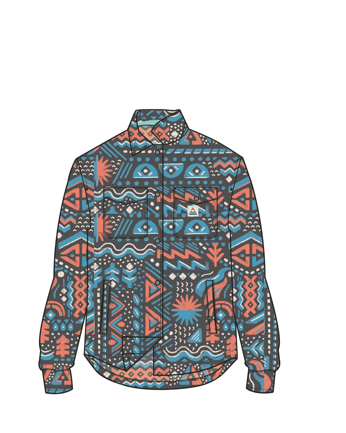 East Recycled Polar Fleece Shirt - Elemental Geo Black