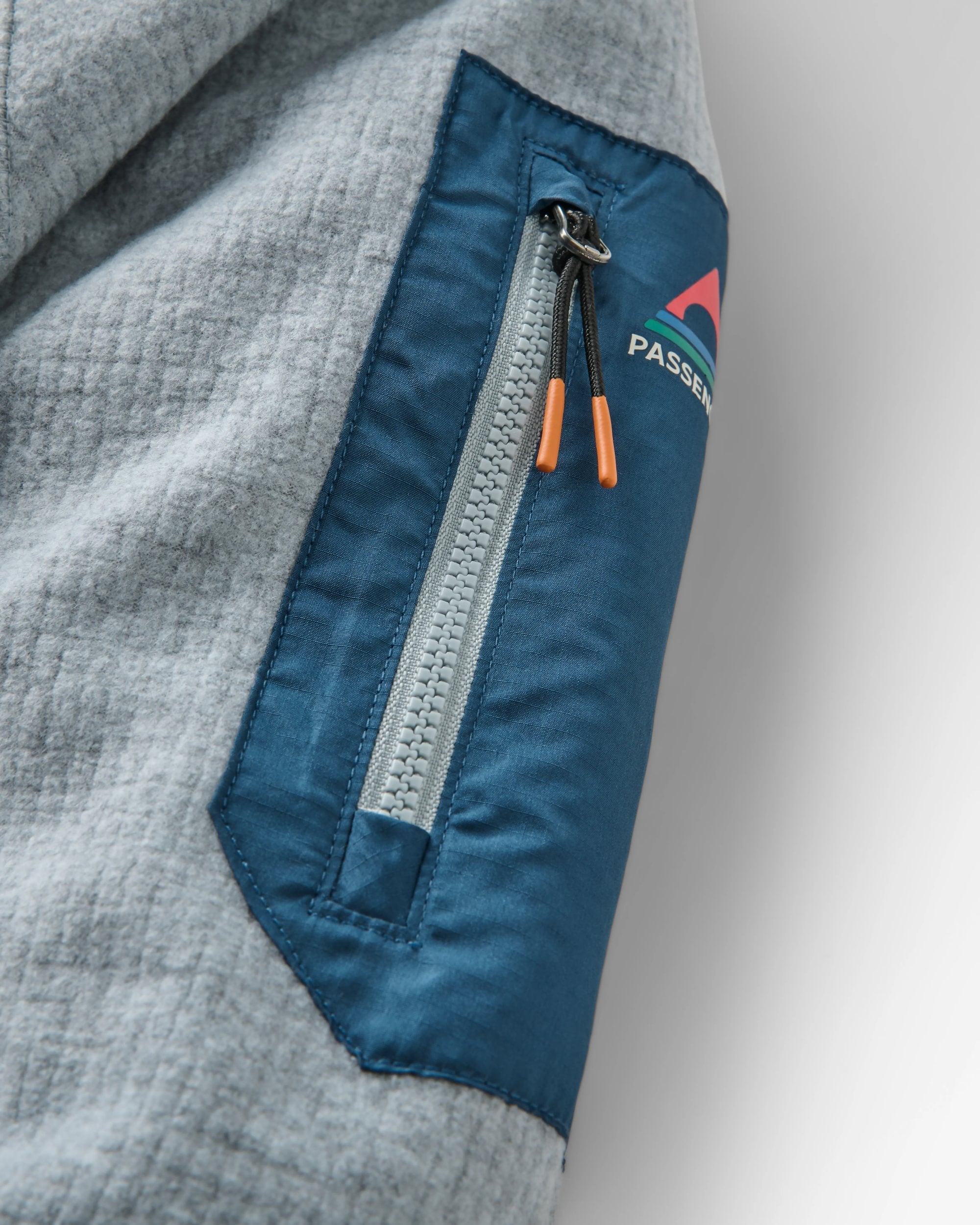 Forestscape Recycled Grid Fleece Hoodie - Grey Marl