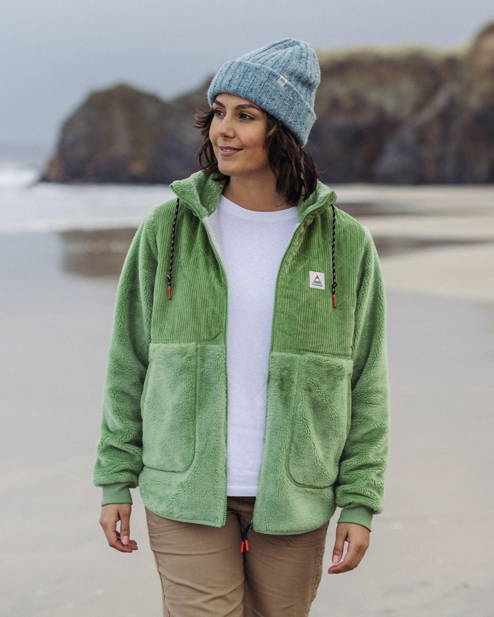 Awaken Recycled Deep-Pile Sherpa Fleece - Stem Green