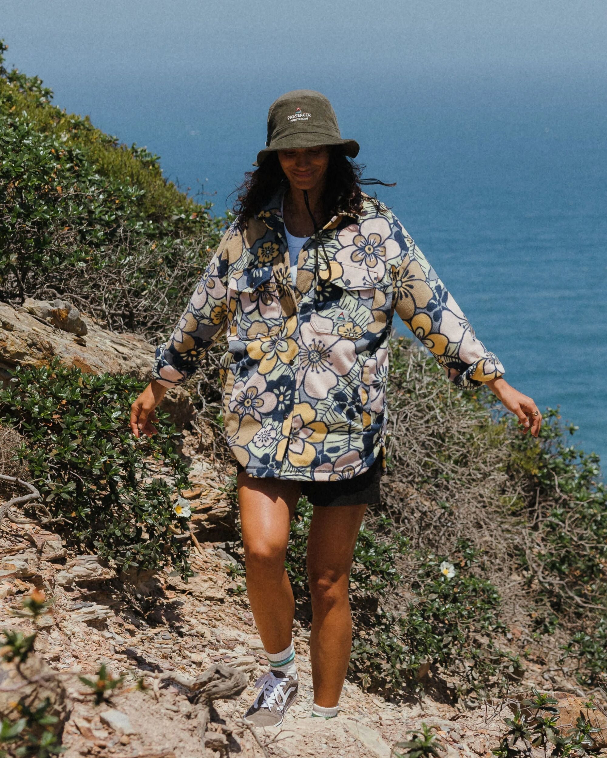 East Recycled Polar Fleece Shirt - Vintage Floral Sunlight