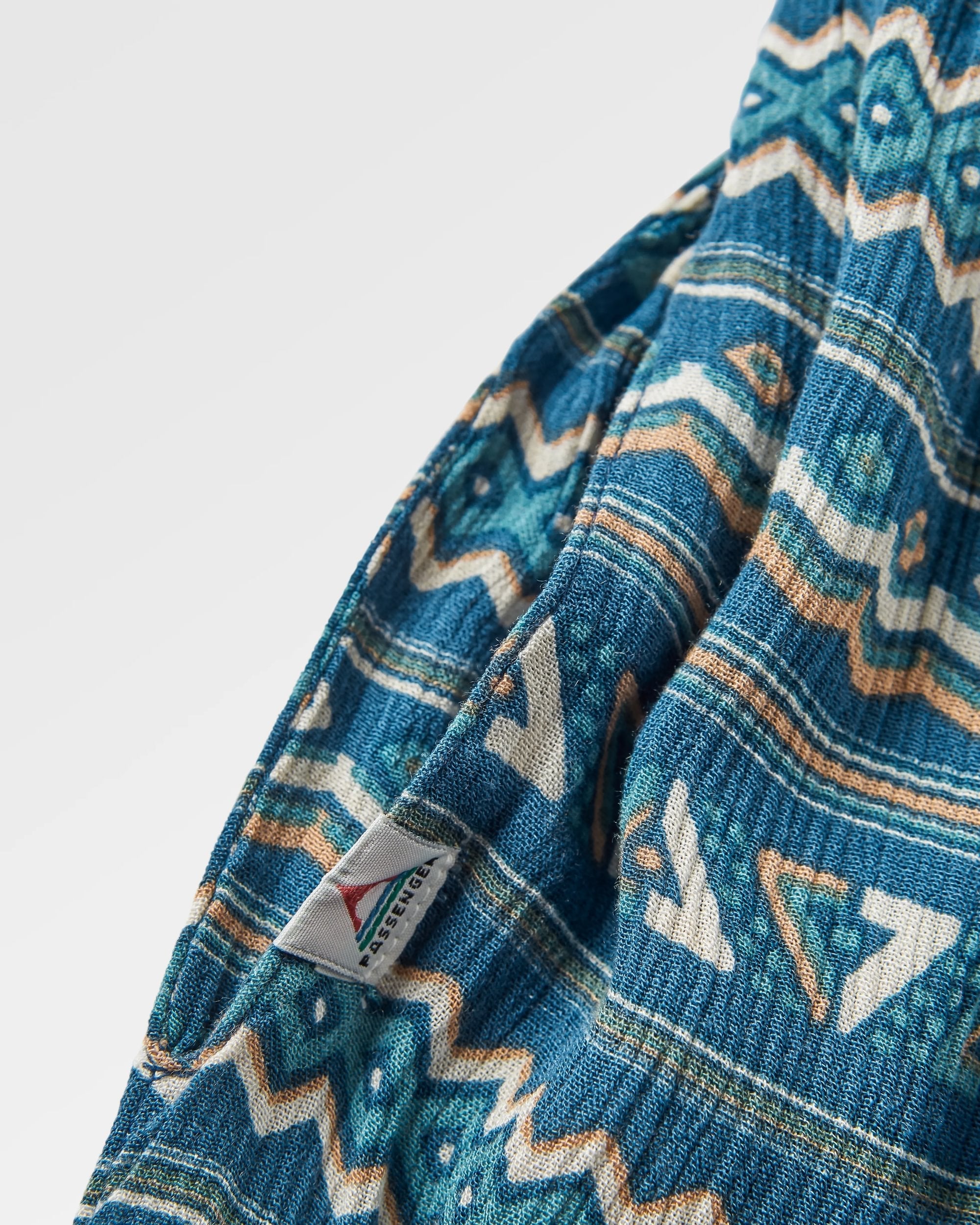 Daylily Loose Trouser - Geo Stripe Dark Denim