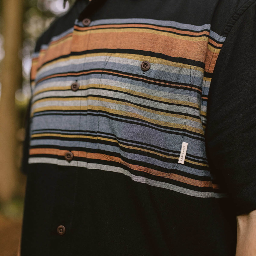 Ebb Organic Cotton Short Sleeve Shirt - Black Stripe