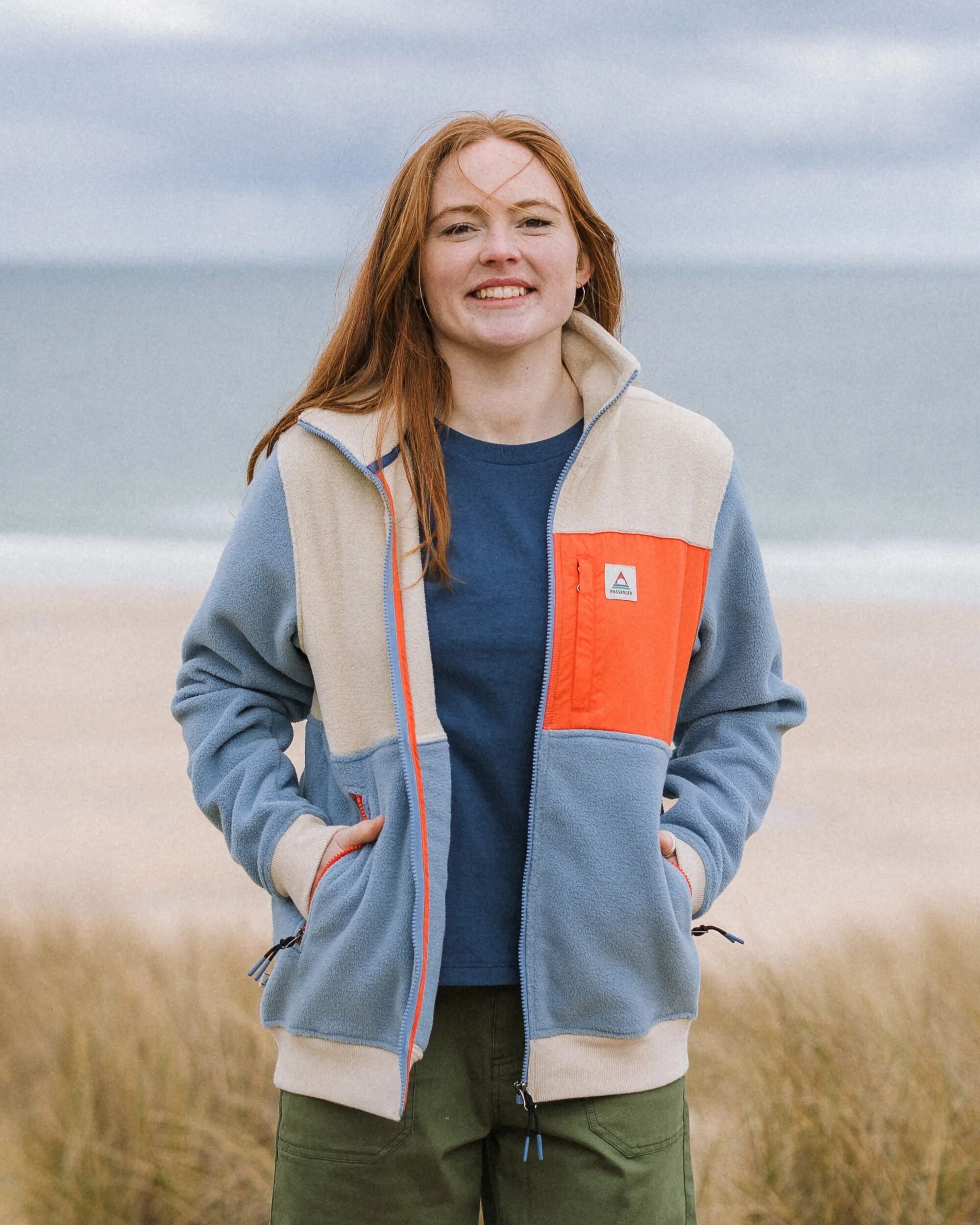 Caspian Recycled Polar Fleece - Faded Denim
