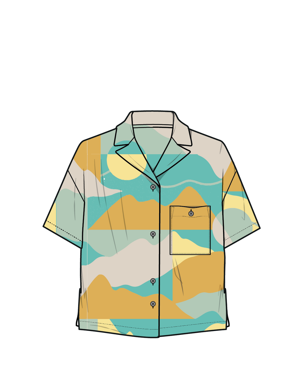 Arden Linen Short Sleeve Shirt - Vista Patchwork Yellow