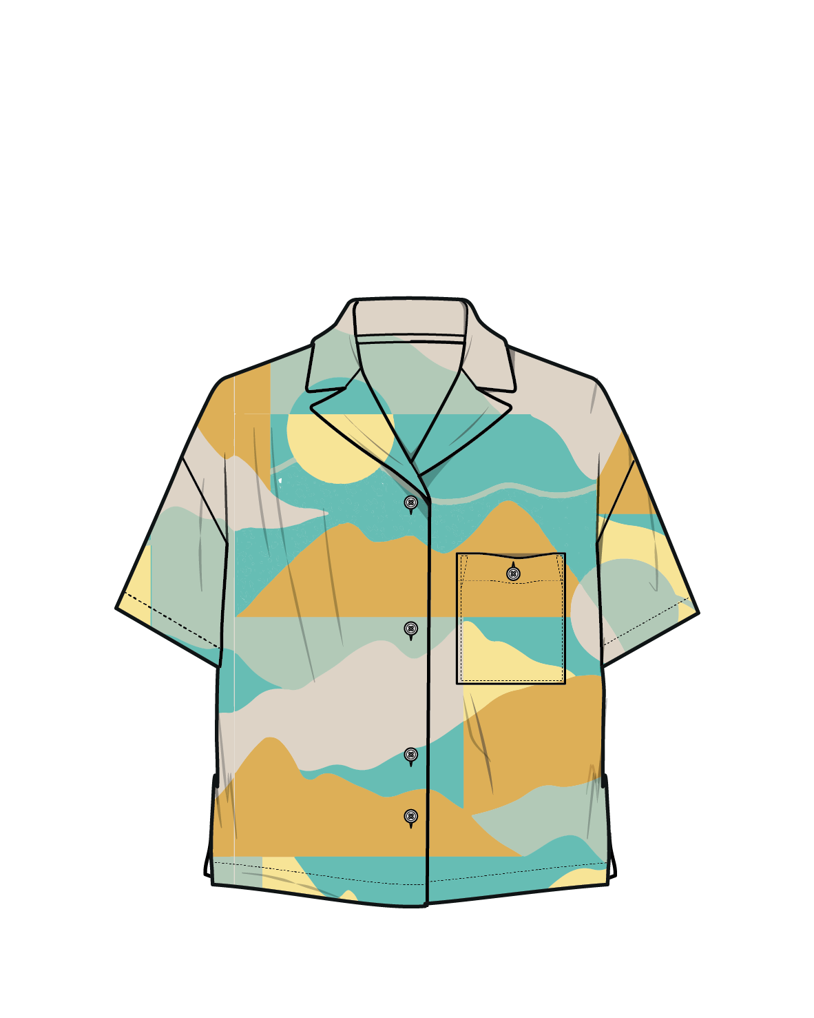 Arden Linen Short Sleeve Shirt - Vista Patchwork Yellow
