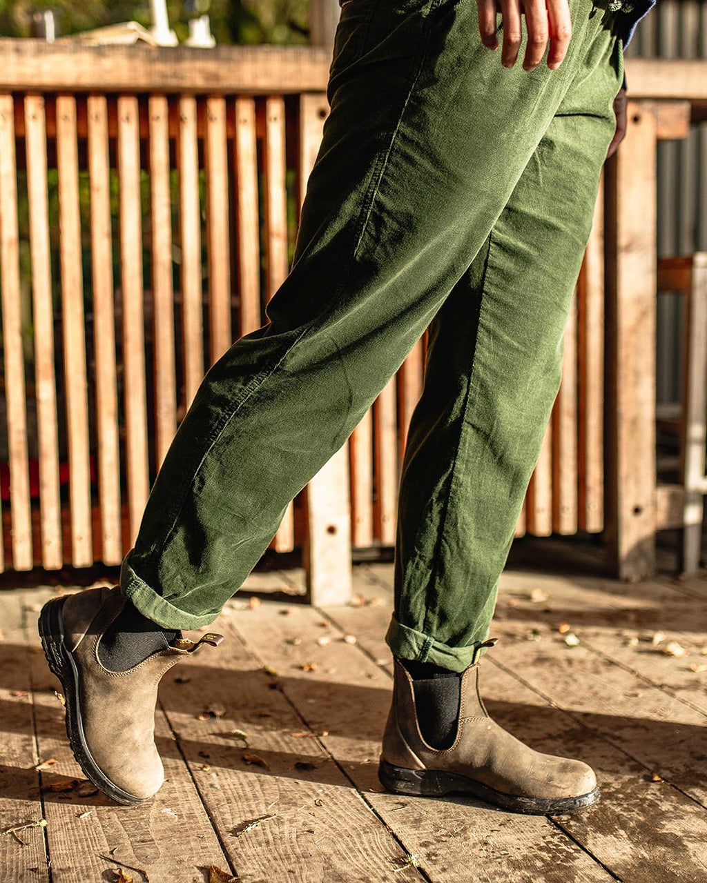 Compass Recycled Cord Trouser - Fir Tree