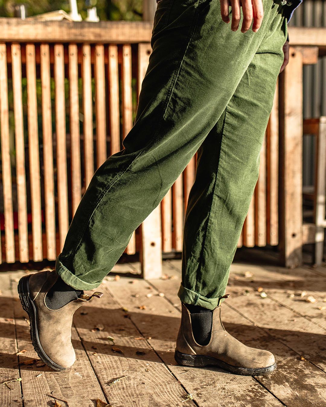 Compass Recycled Cord Trouser - Fir Tree