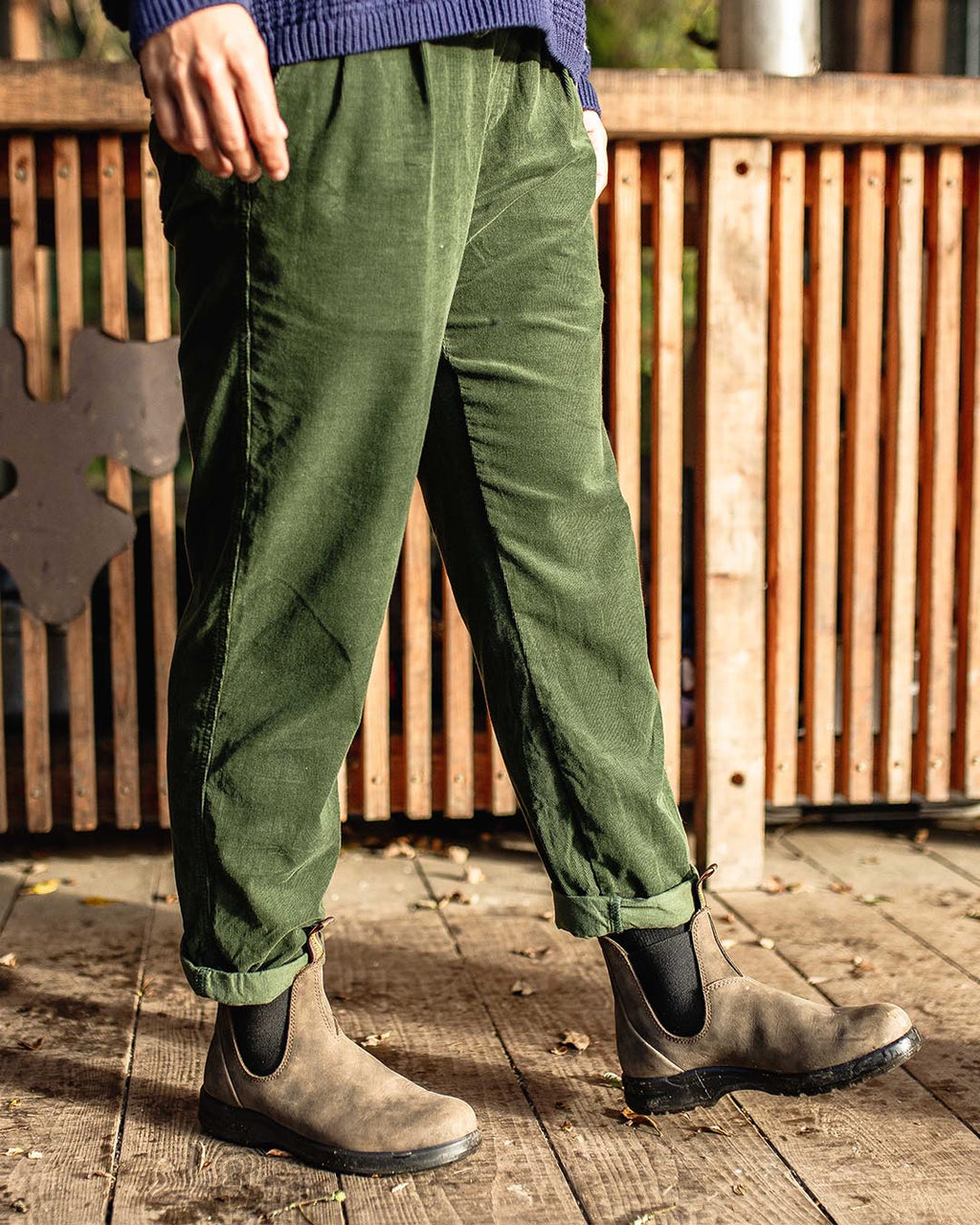 Compass Recycled Cord Trouser - Fir Tree