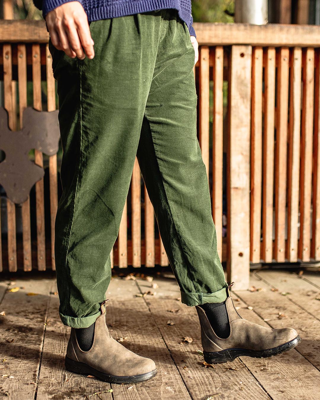 Compass Recycled Cord Trouser - Fir Tree