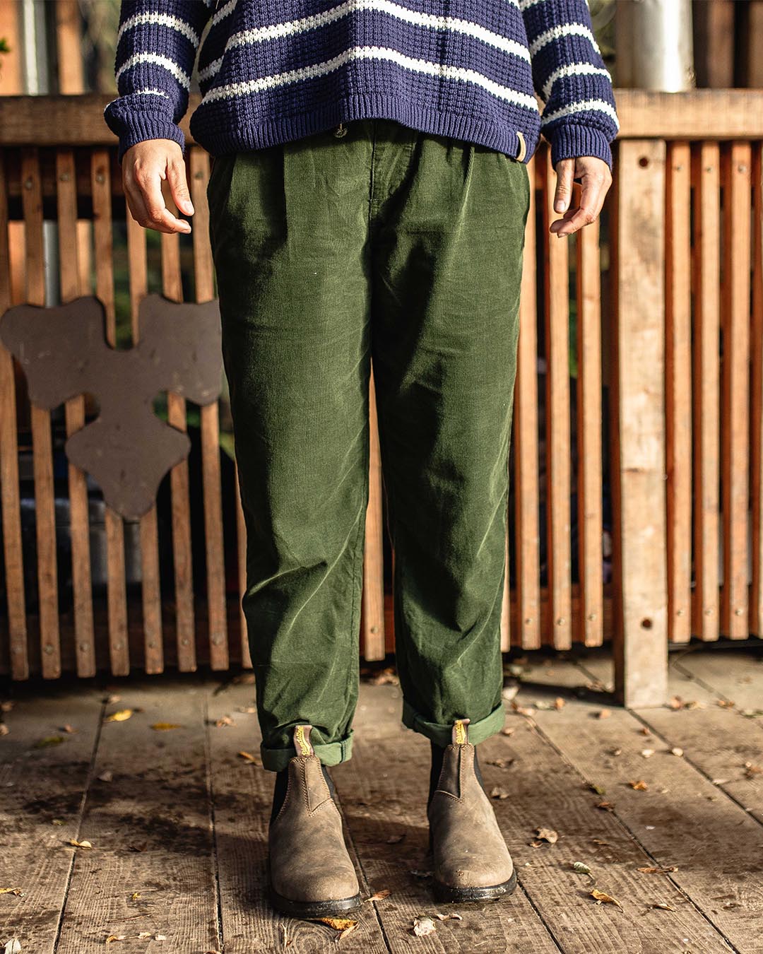 Compass Recycled Cord Trouser - Fir Tree
