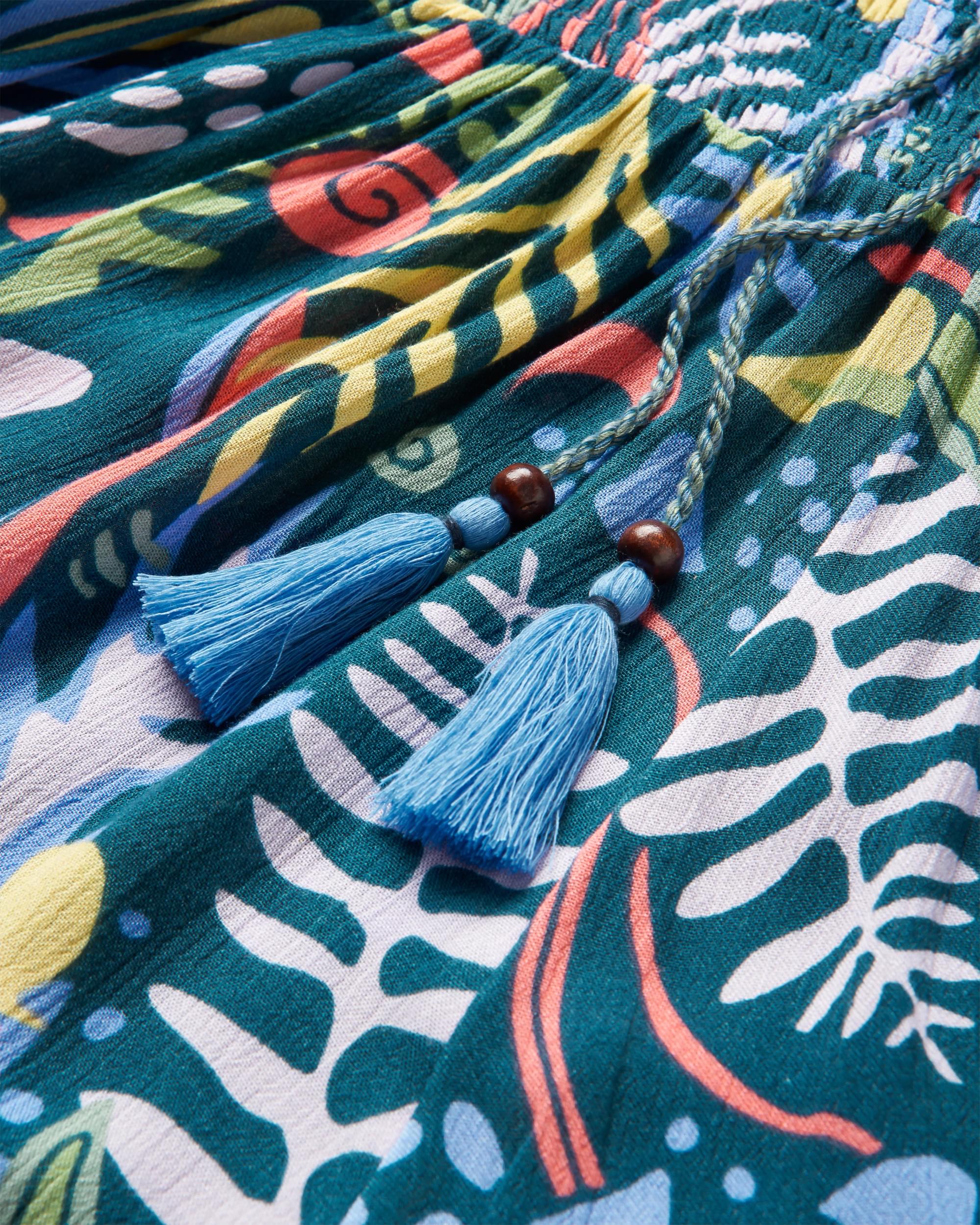 Daylily Loose Trouser - Abstract Seaweed Tidal Blue