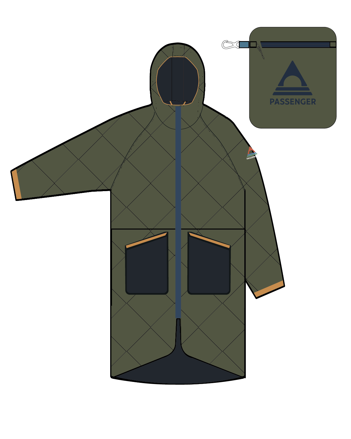 Campscape Recycled Fleece Lined Parka - Black/Khaki