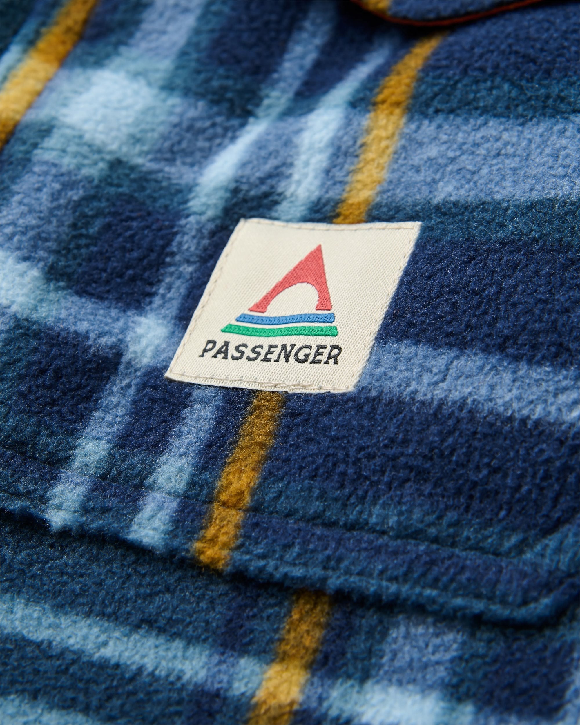 East Recycled Polar Fleece Shirt - Rich Navy/Faded Denim Check