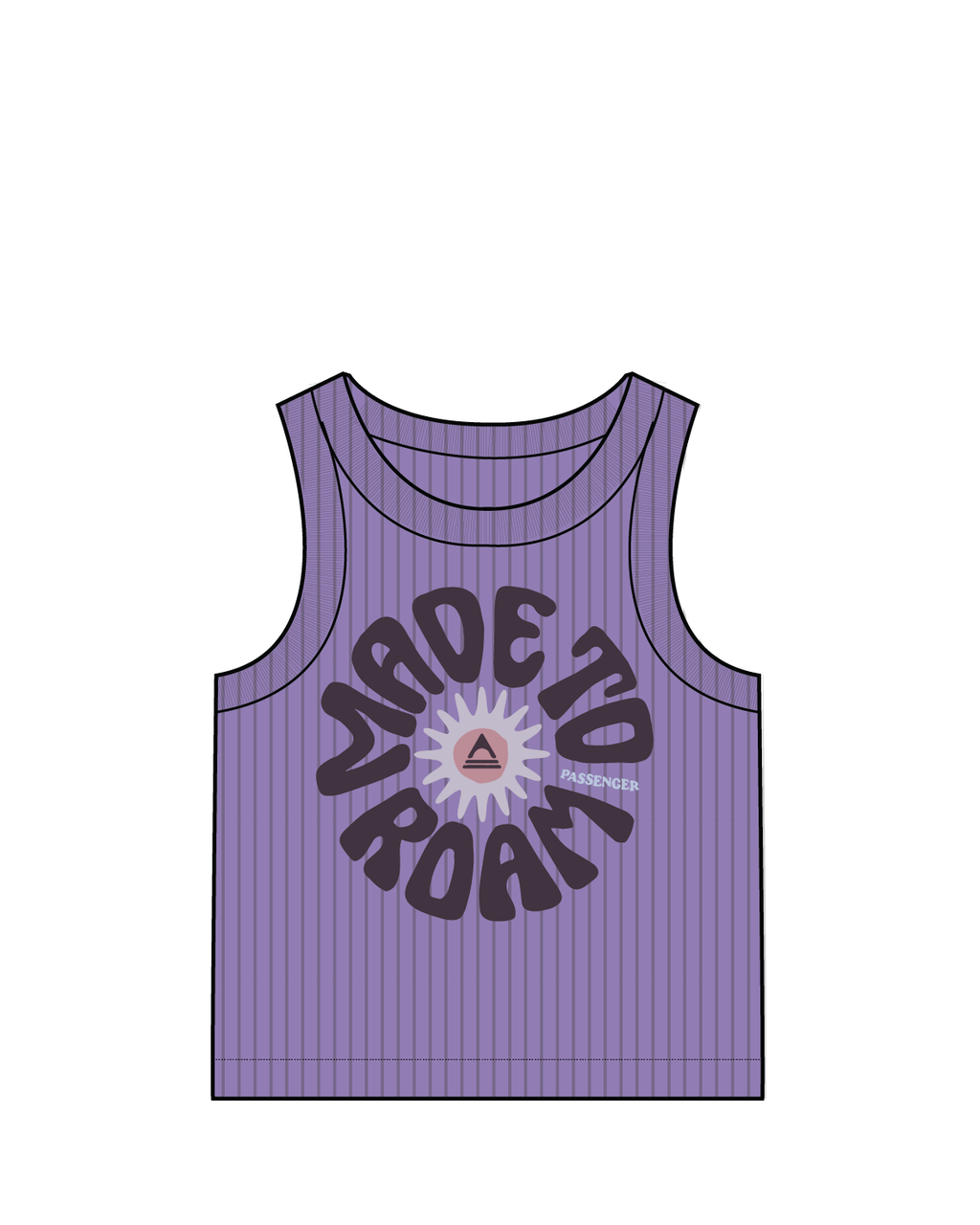Easy Days Ribbed Graphic Cropped Vest - Retro Purple