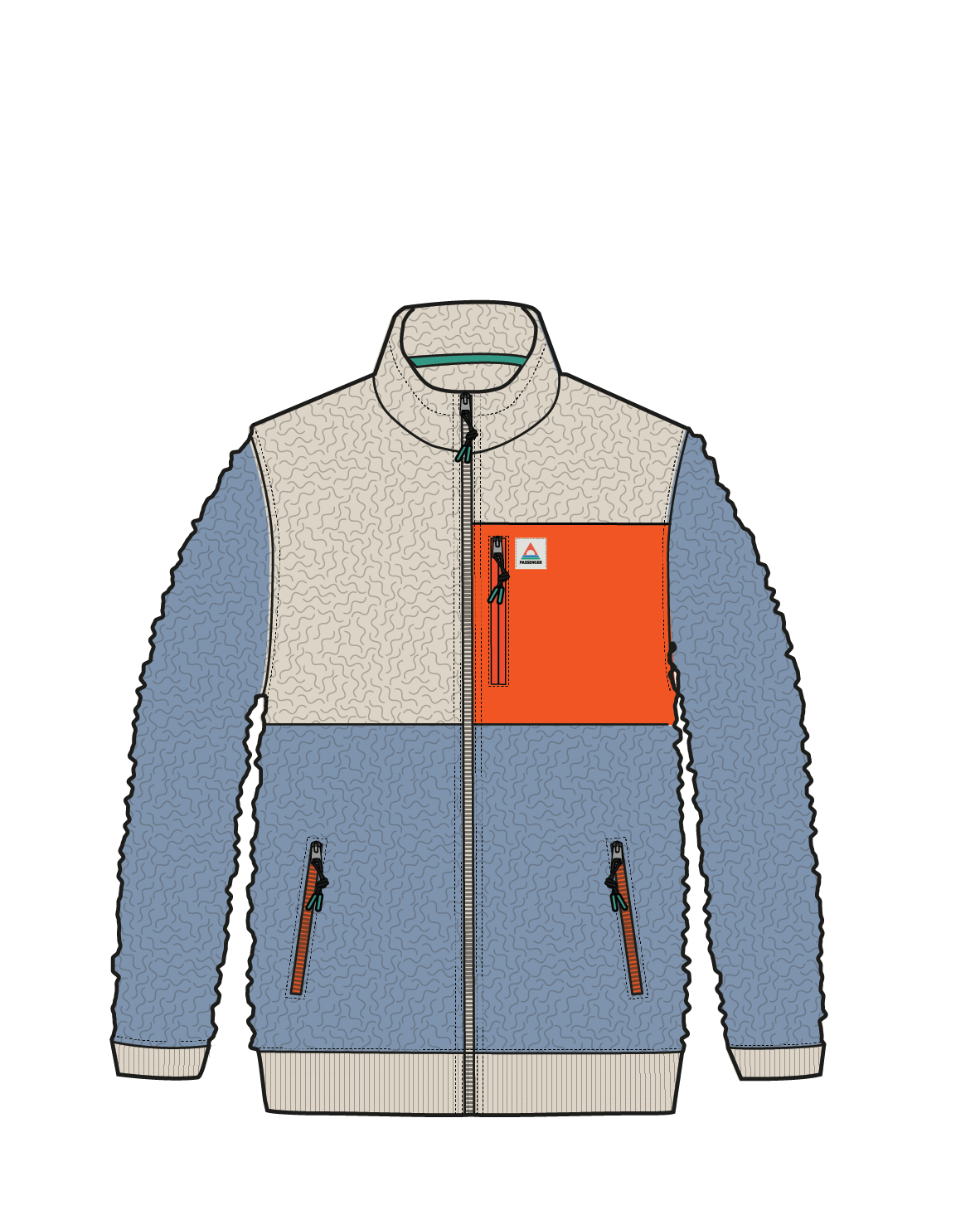 Caspian Recycled Polar Fleece - Faded Denim