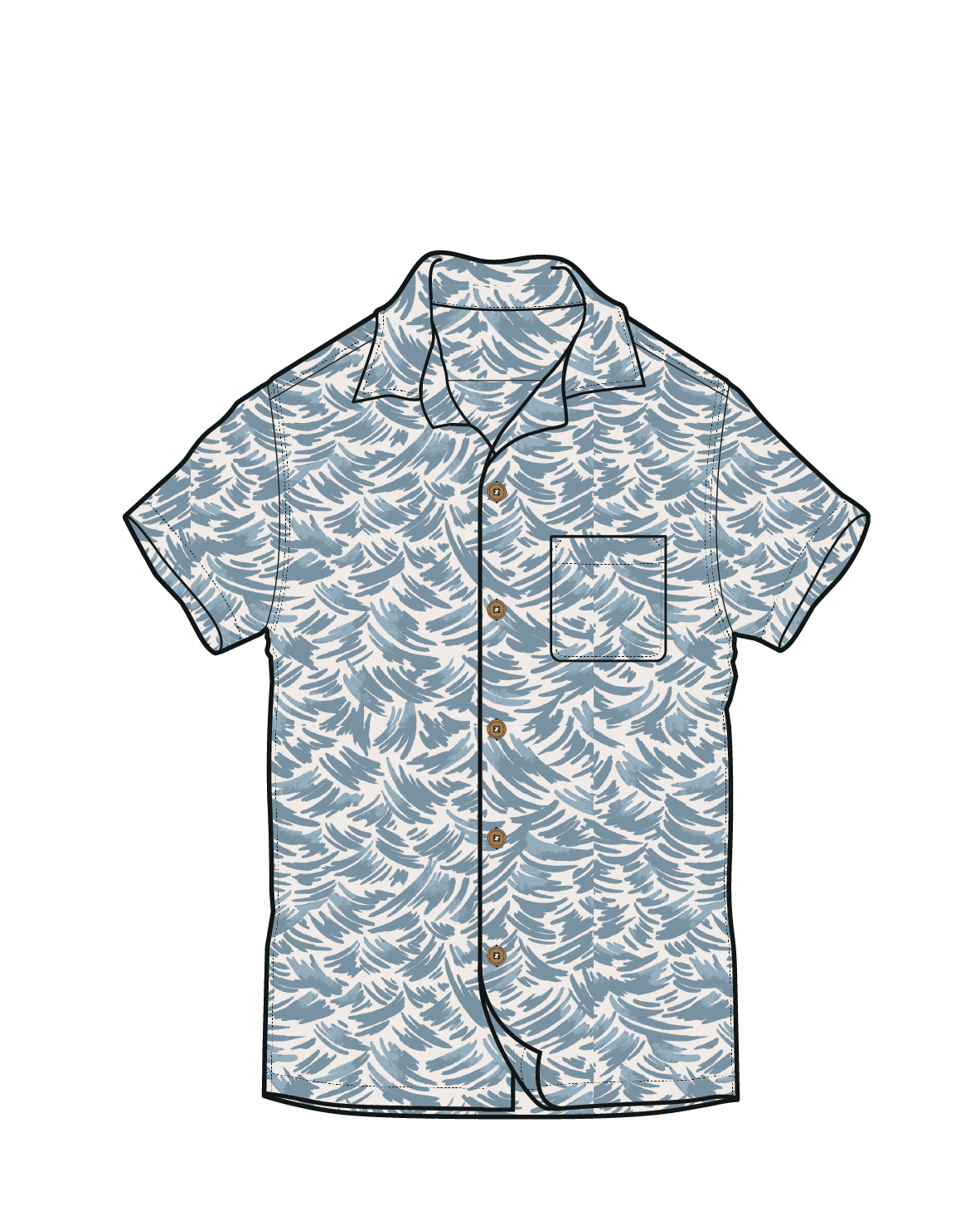 Cove Organic Cotton Textured Shirt - Waves Birch
