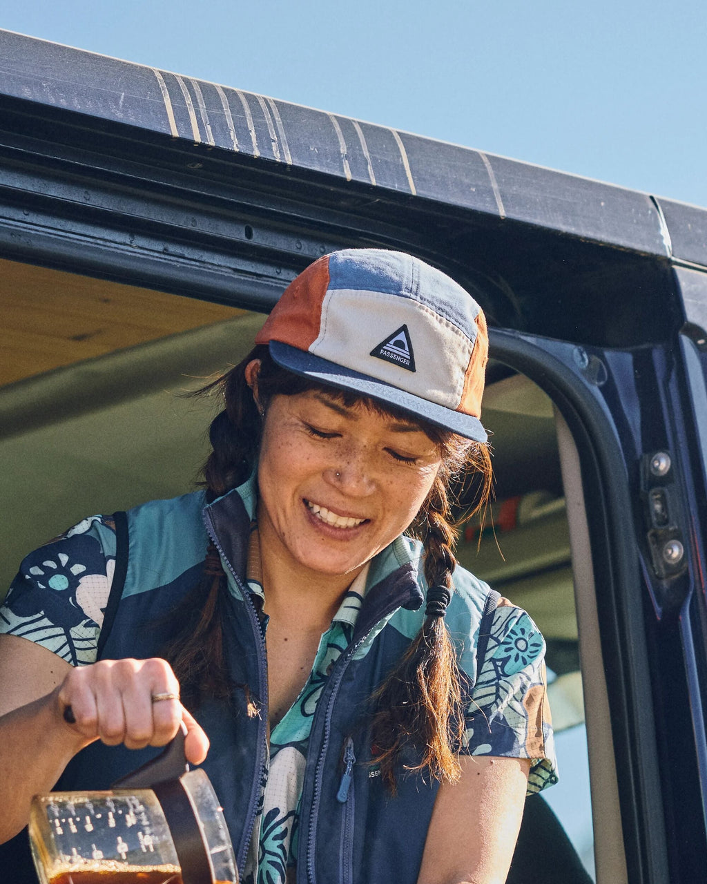 Fixie Recycled 5 Panel Cap - Sunrise Orange/ Moonlight Blue Multi
