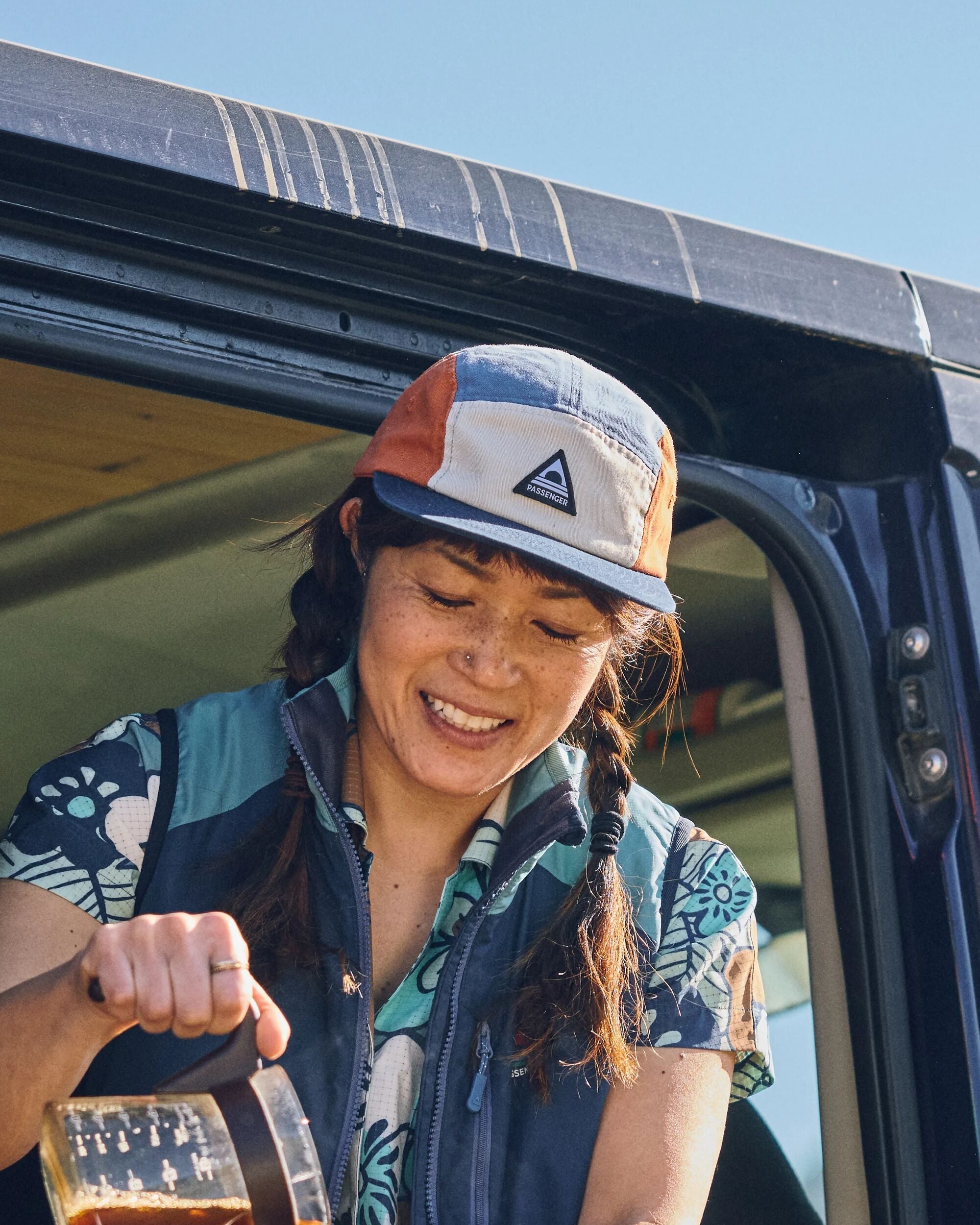 Fixie Recycled 5 Panel Cap - Sunrise Orange/ Moonlight Blue Multi