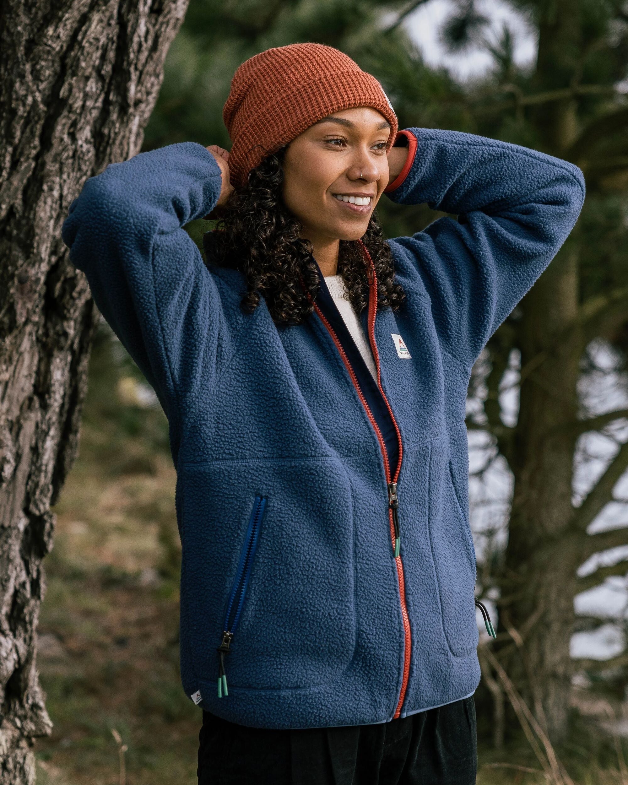Fairbanks Full Zip Recycled Sherpa Fleece - Dark Denim