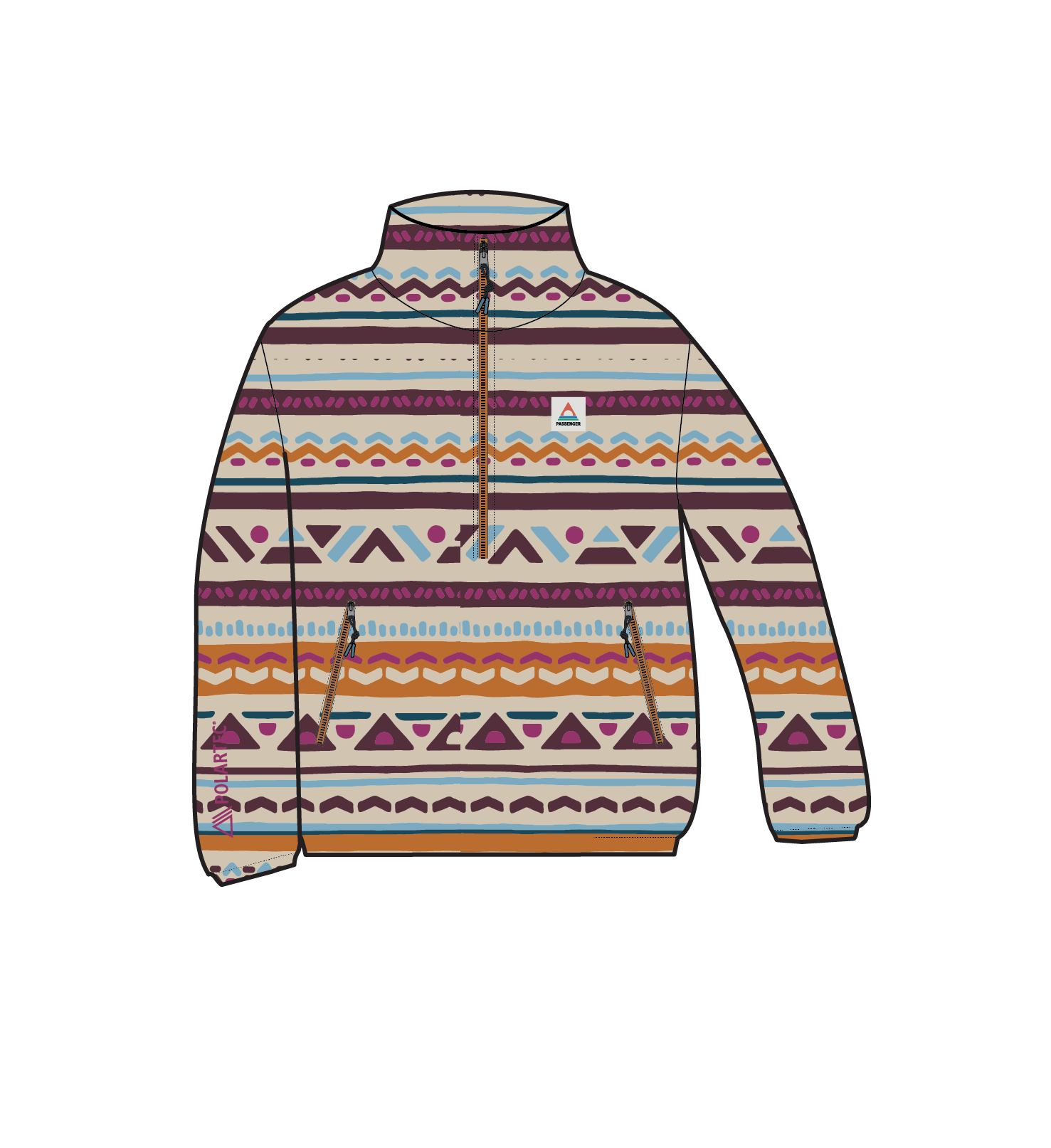 Ayla Recycled Micro Polartec® Fleece - Geo Tracks Birch