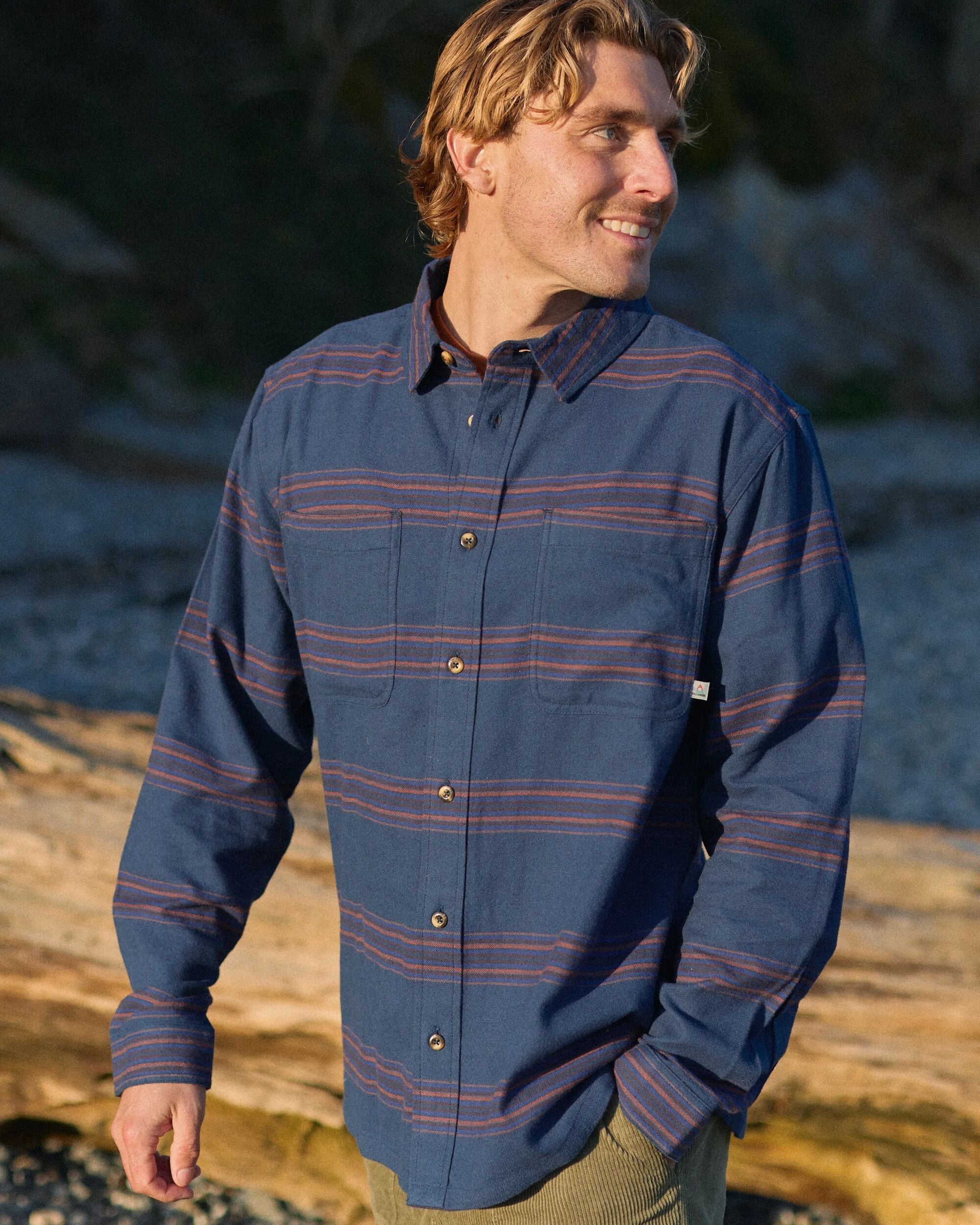 Backcountry Stripe Light Shirt - Rich Navy/Deep Plum Stripe