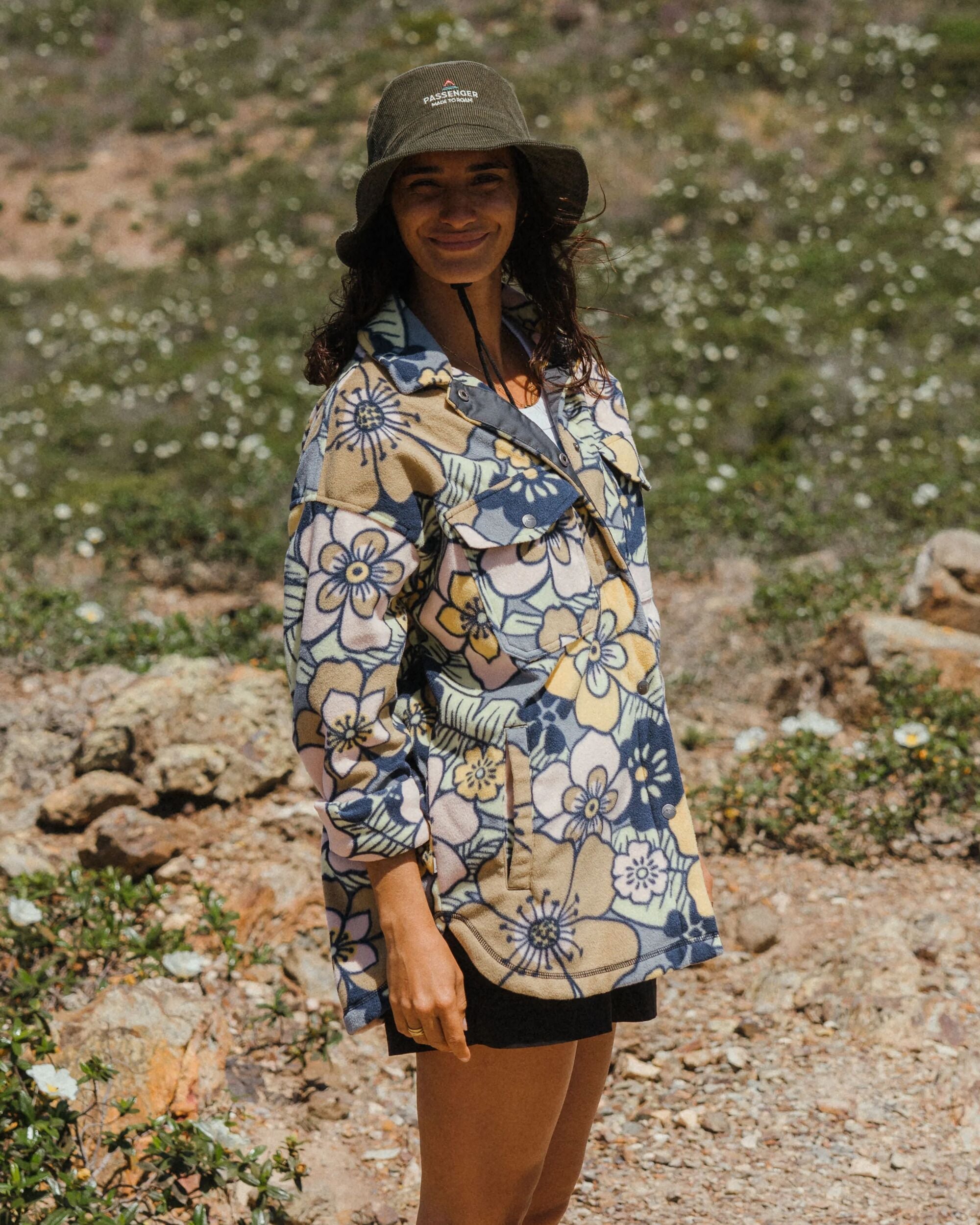 East Recycled Polar Fleece Shirt - Vintage Floral Sunlight