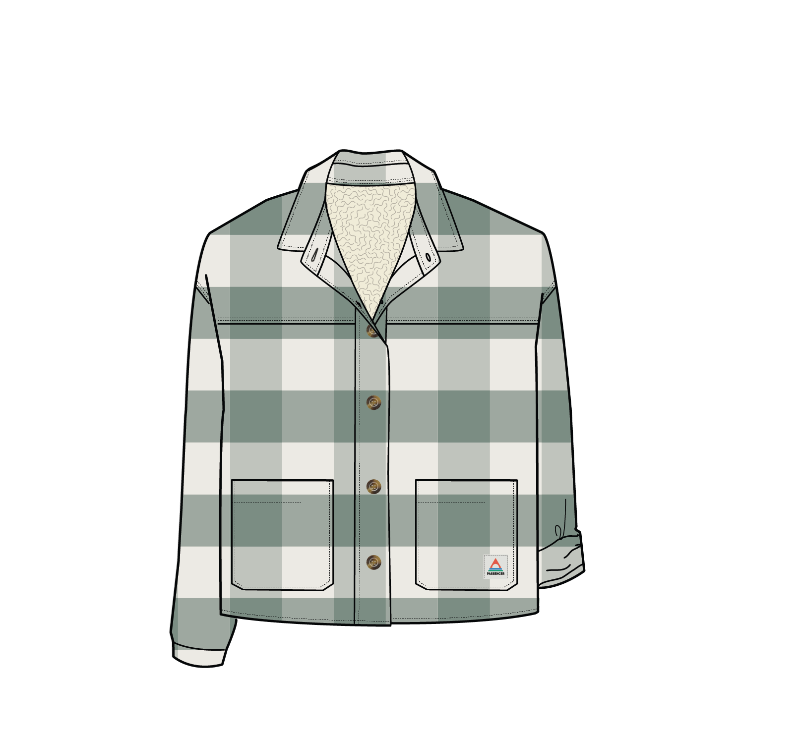 Flint Organic Cotton Overshirt - Pistachio Buffalo Check
