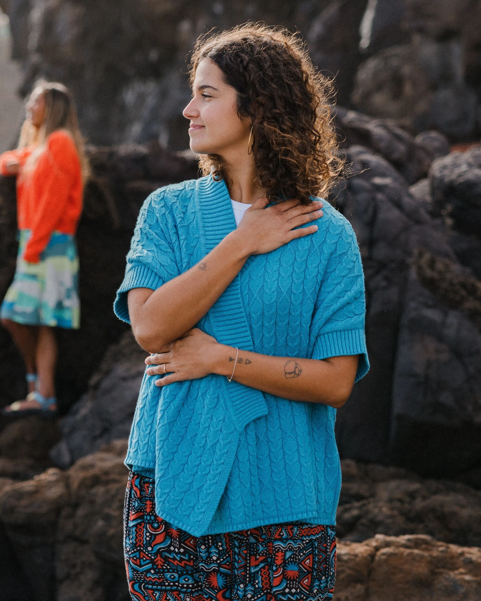 Homely Knitted Cardigan - Bluejay
