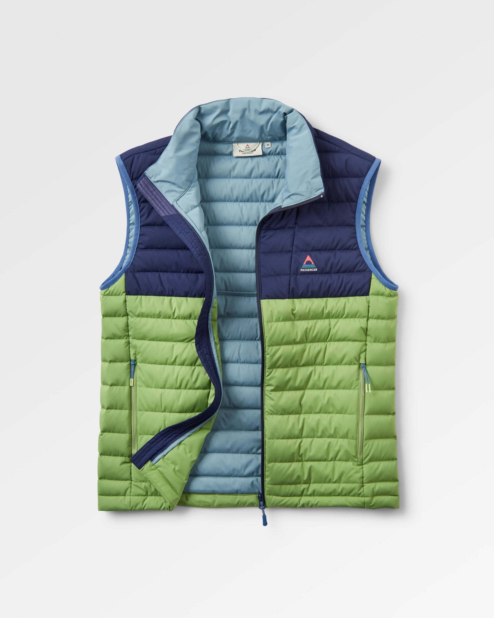 Ashland Down Recycled Gilet - Rich Navy/Pear Green