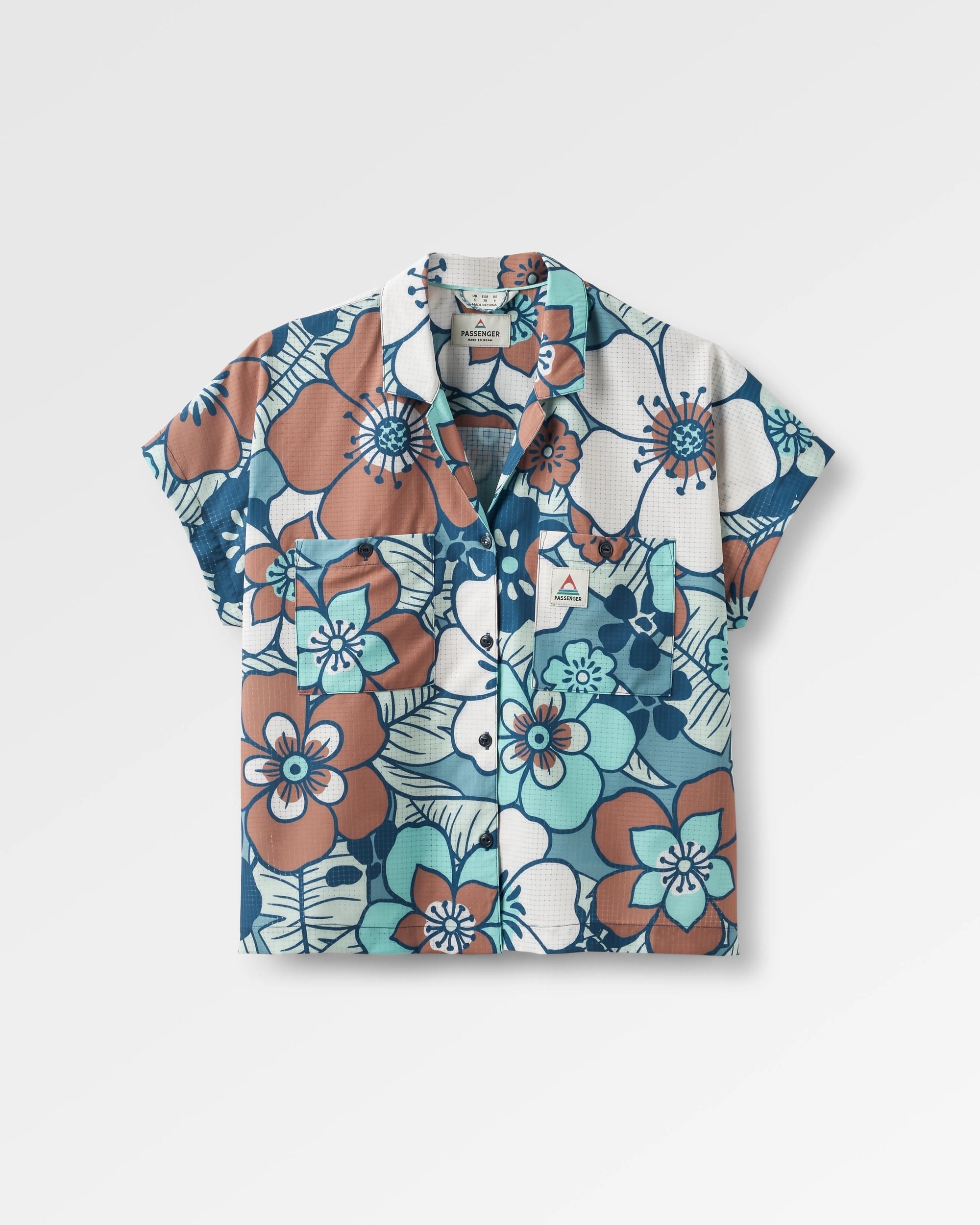 365 Recycled Active Boxy Shirt - Vintage Floral Aqua