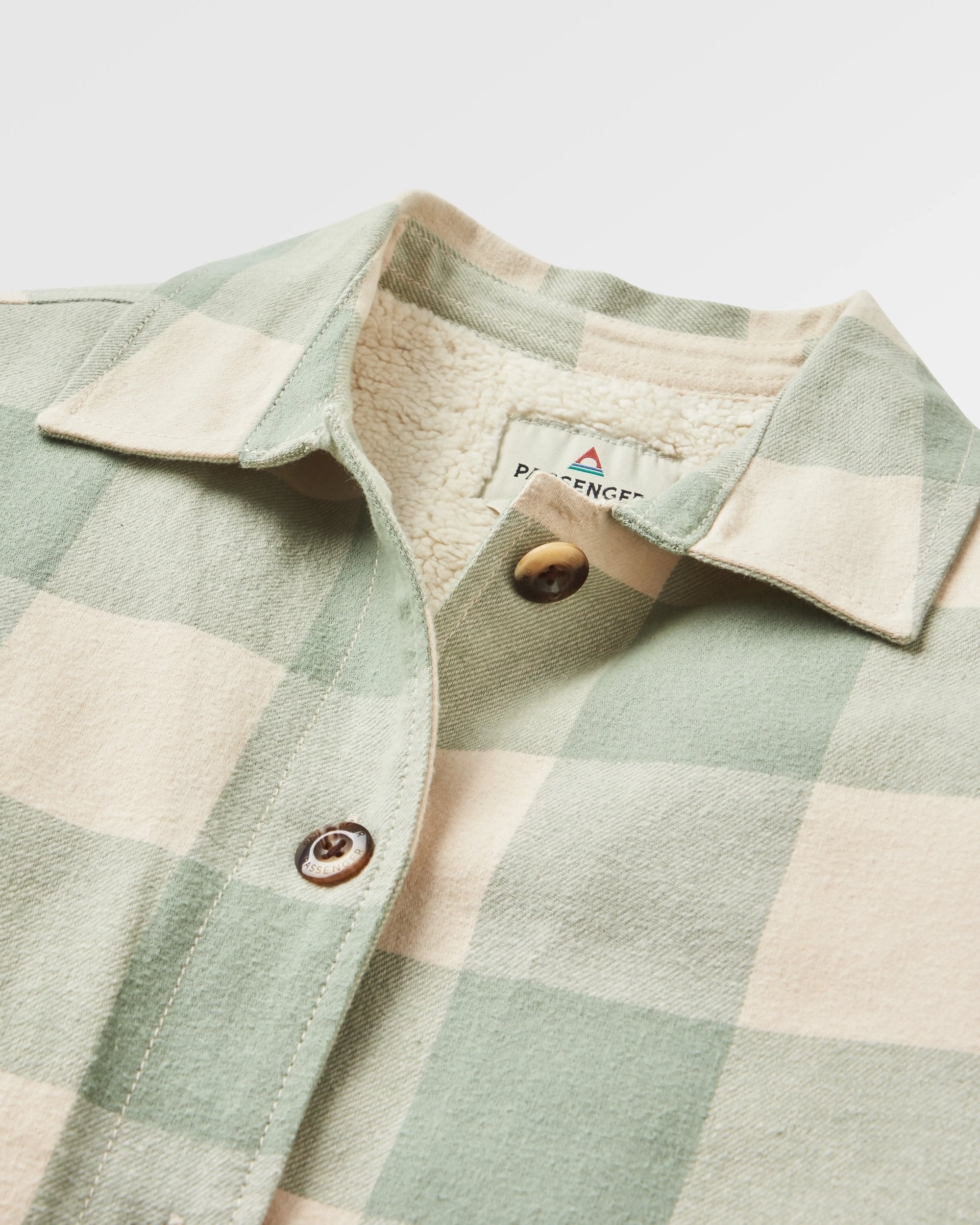 Flint Organic Cotton Overshirt - Pistachio Buffalo Check