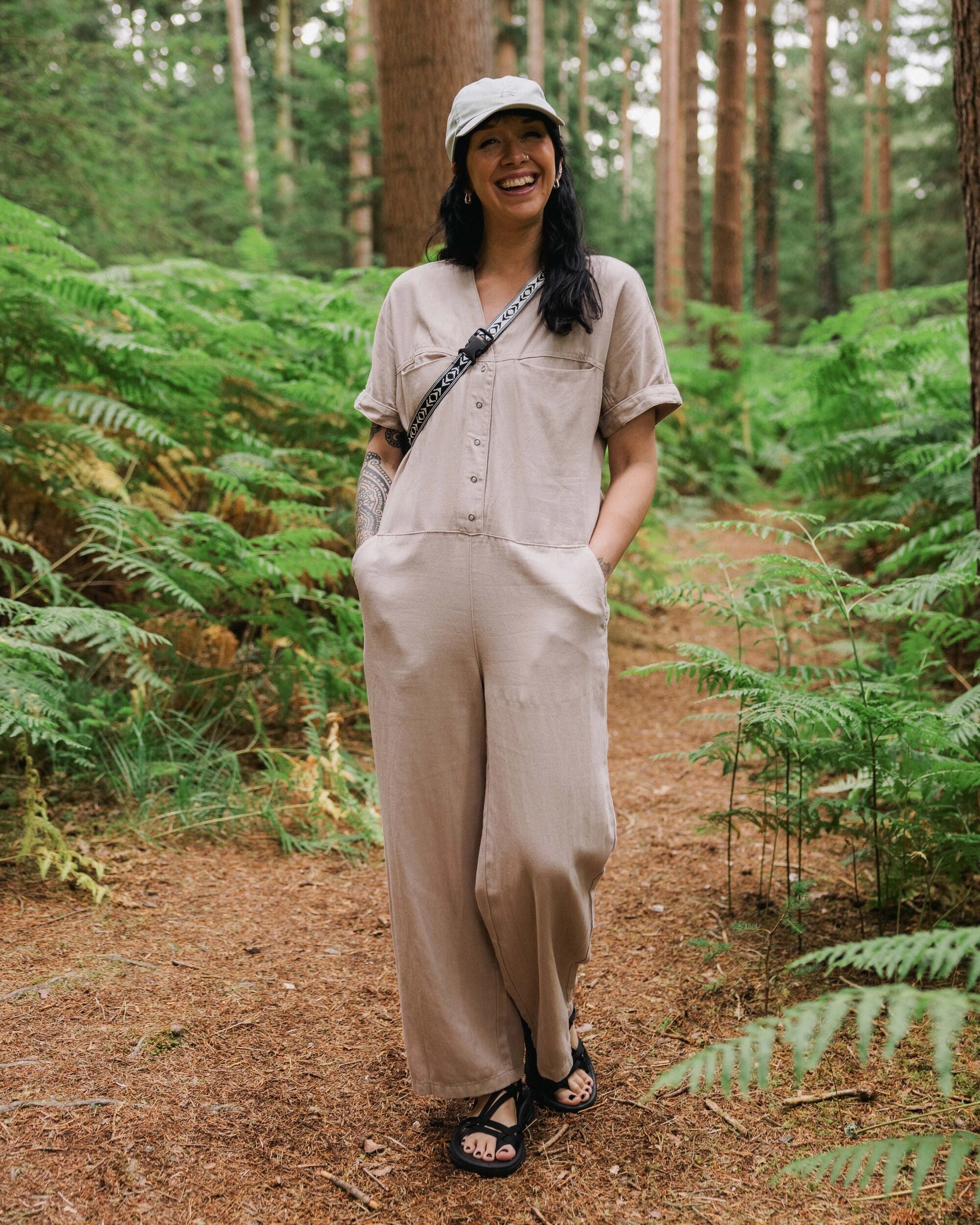 Esen Short Sleeve Jumpsuit - Simply Taupe