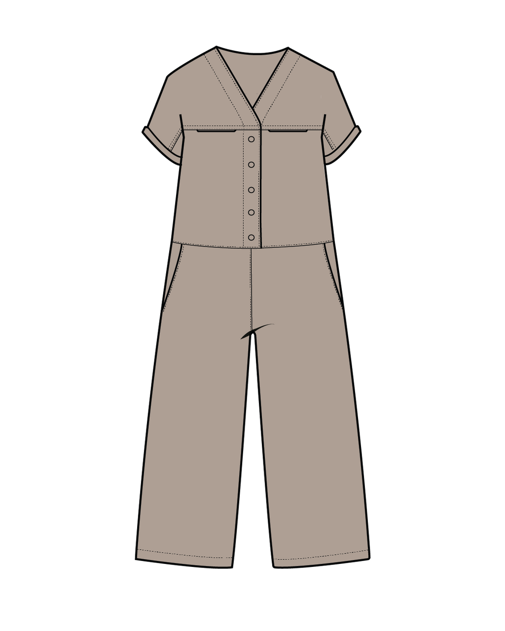 Esen Short Sleeve Jumpsuit - Simply Taupe