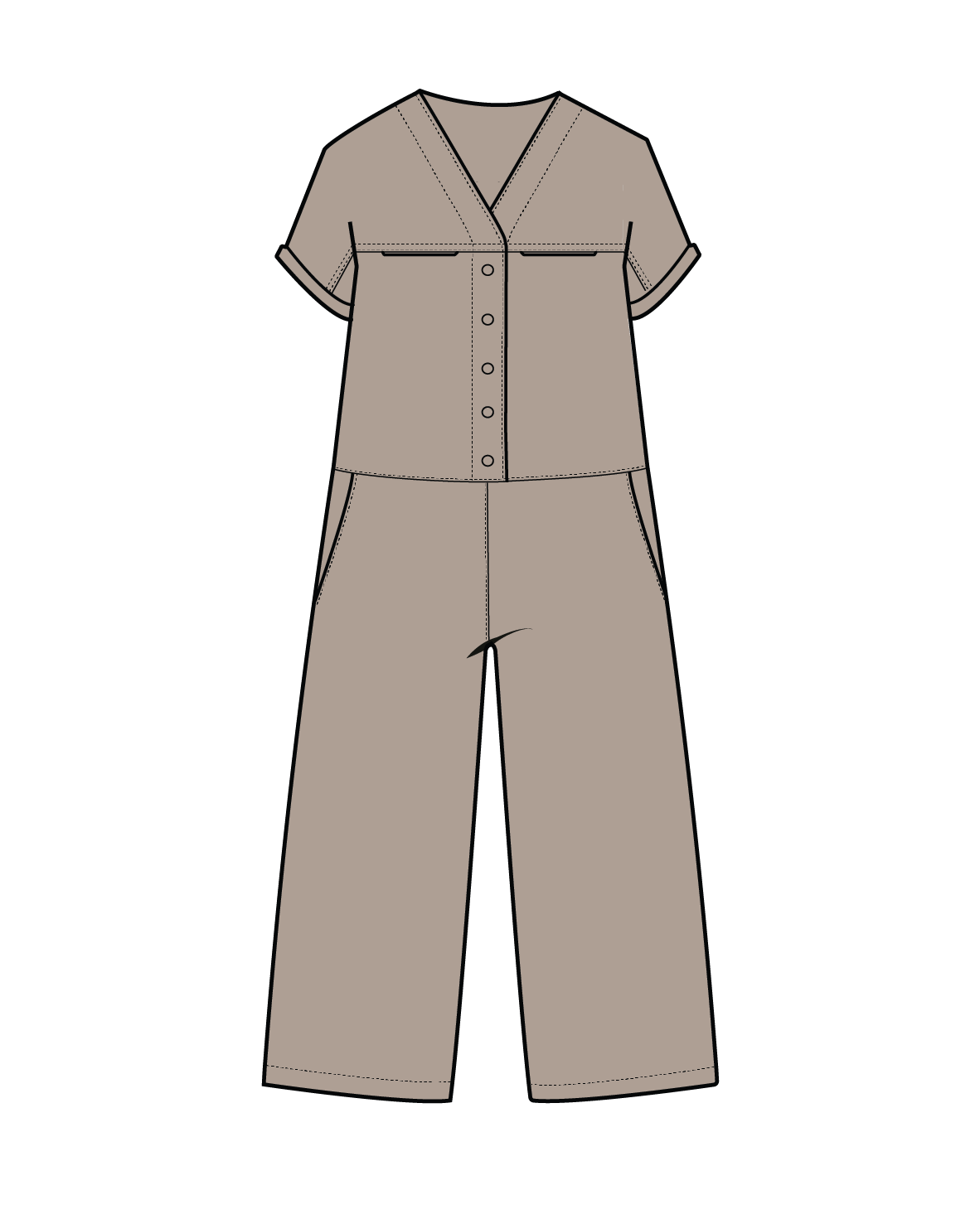 Esen Short Sleeve Jumpsuit - Simply Taupe