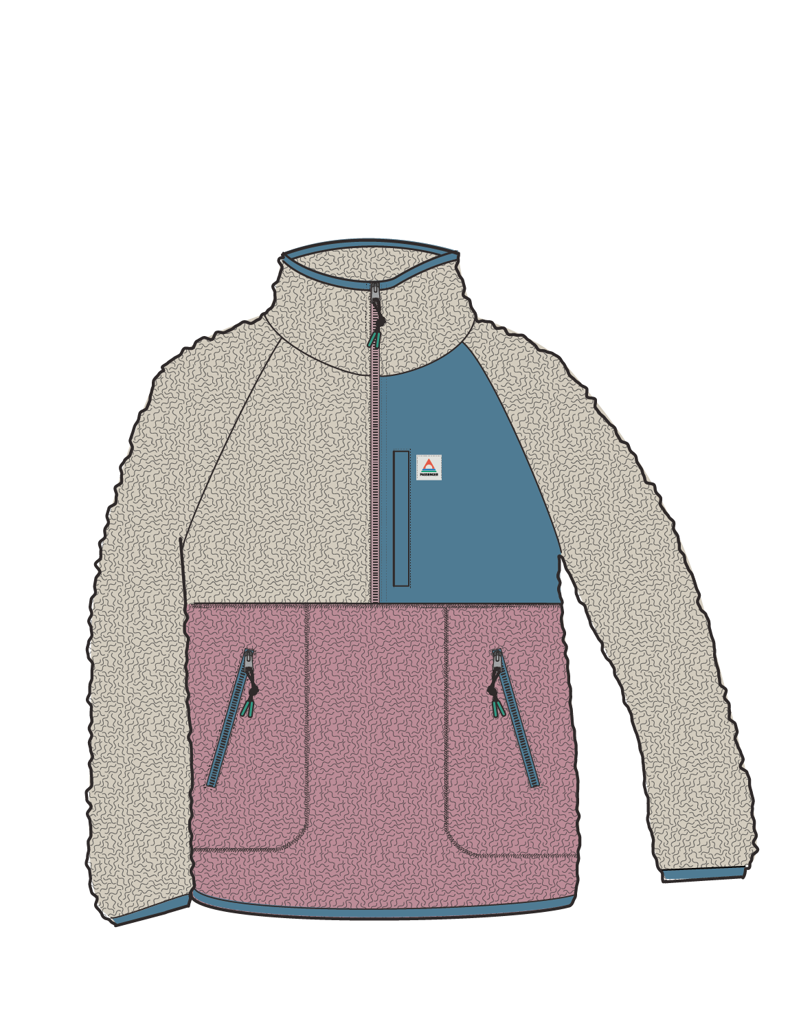 Home Recycled Sherpa Fleece - Oatmeal/Pink haze