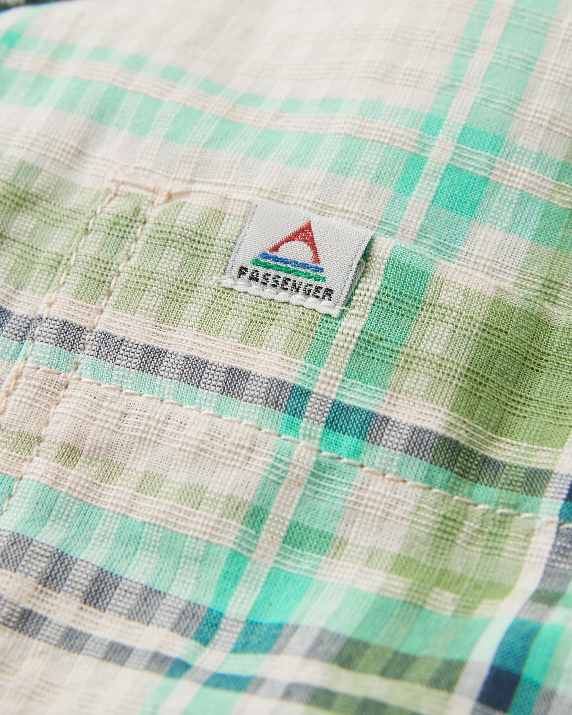 Arden Organic Cotton Short Sleeve Shirt - Vintage White/Stem Green Check