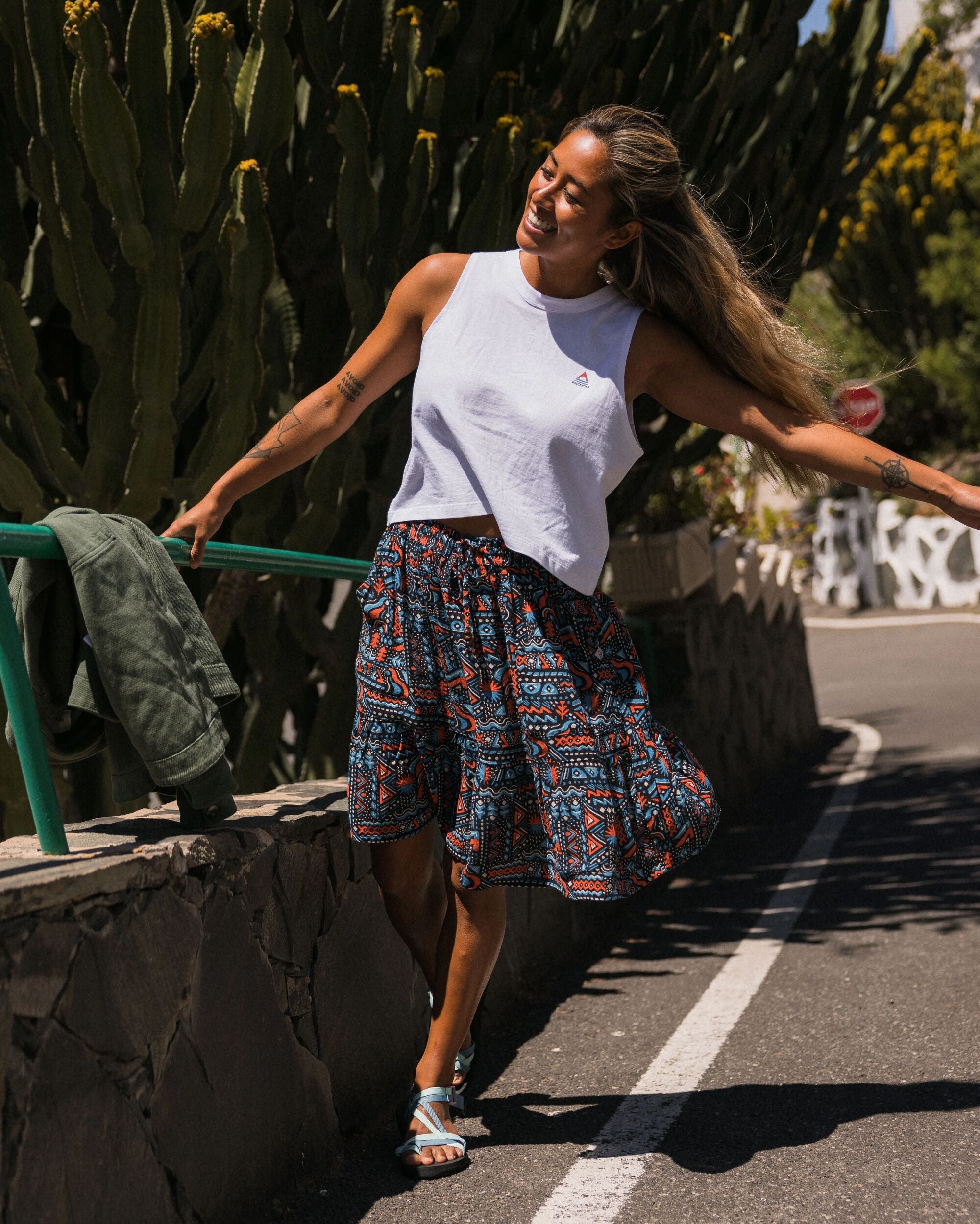 Dew EcoVero Woven Skirt - Elemental Geo Black