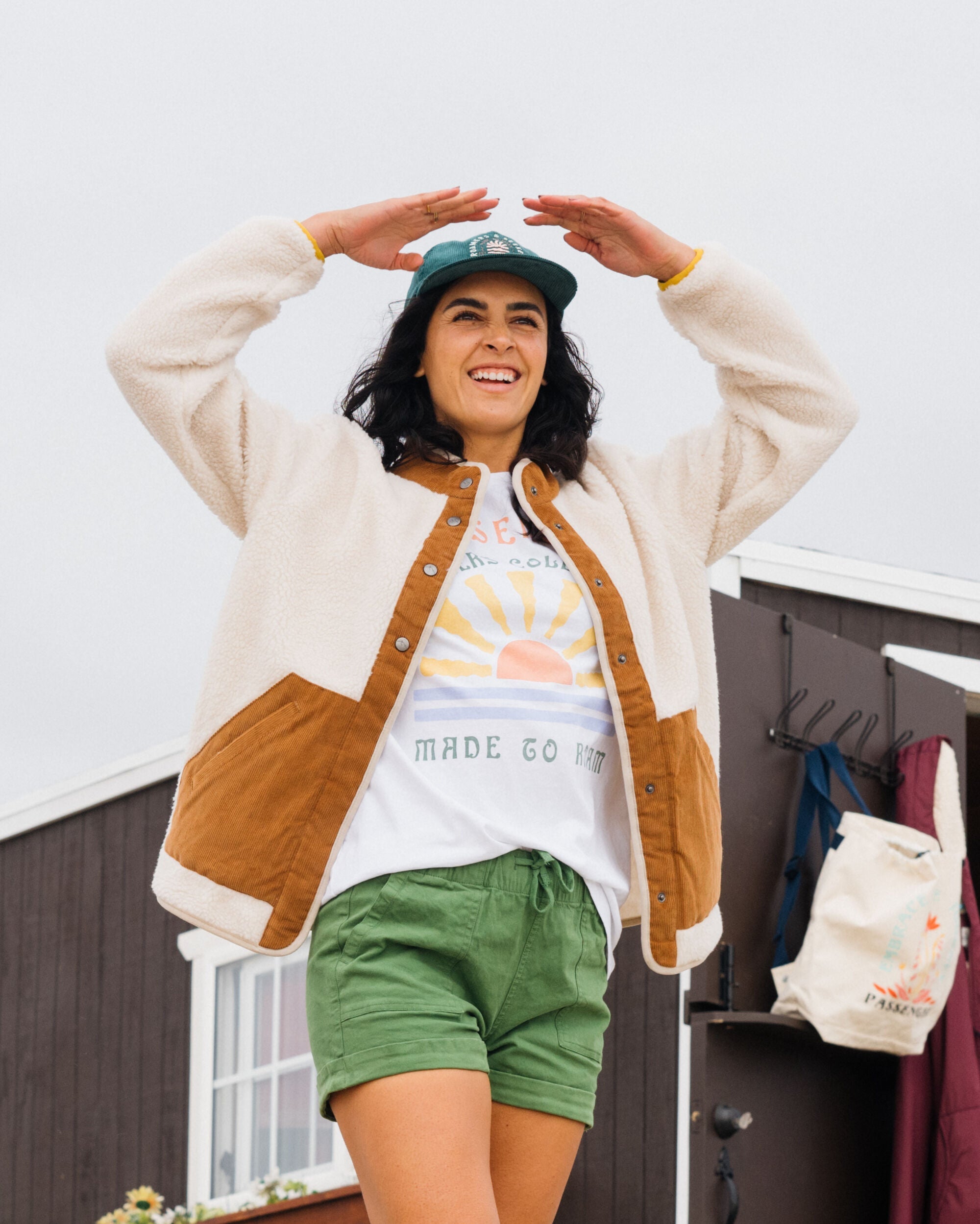 Clover Recycled Cotton-Lined Sherpa Fleece - Vintage White
