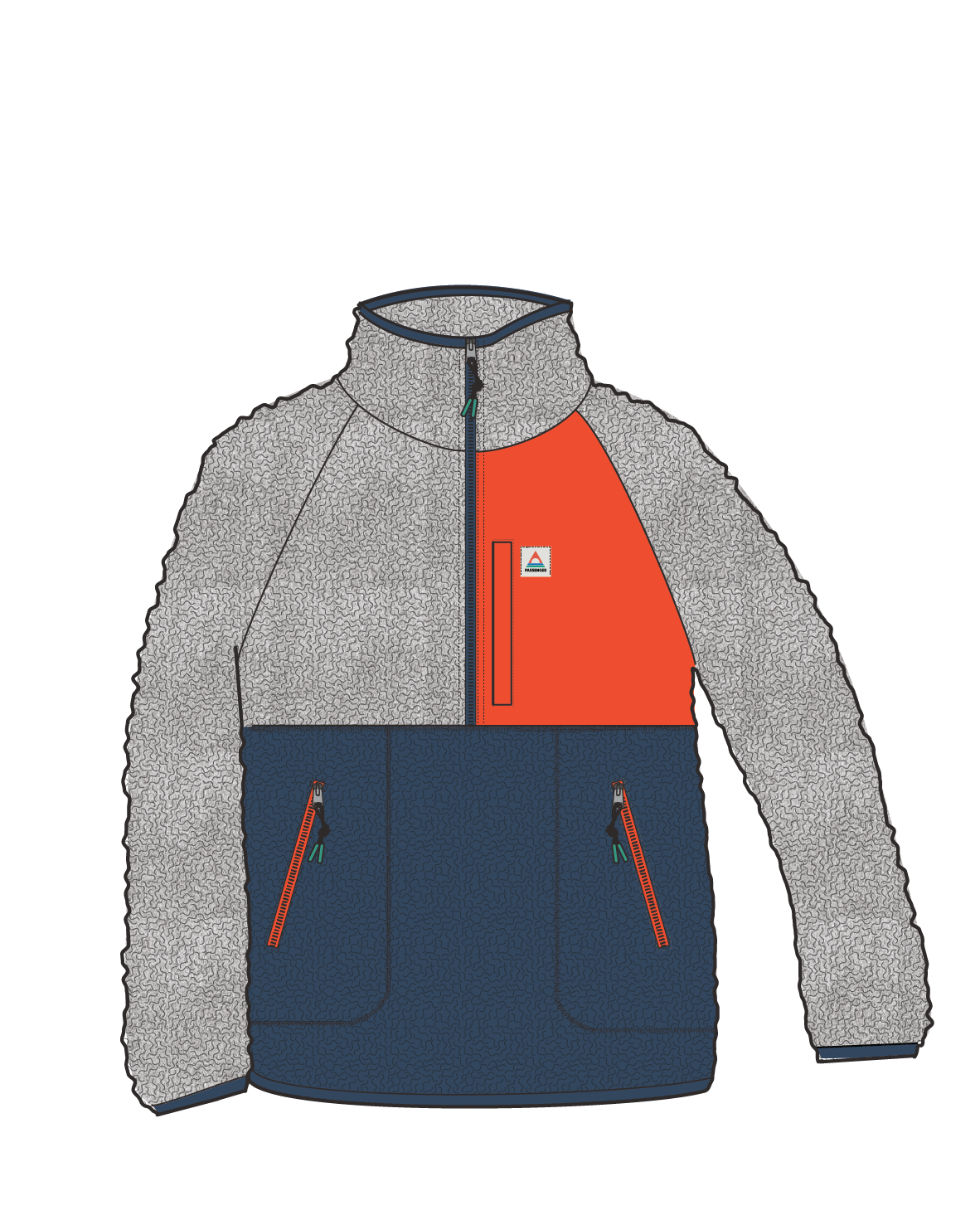 Home Recycled Sherpa Fleece - Grey Marl/Dark Denim