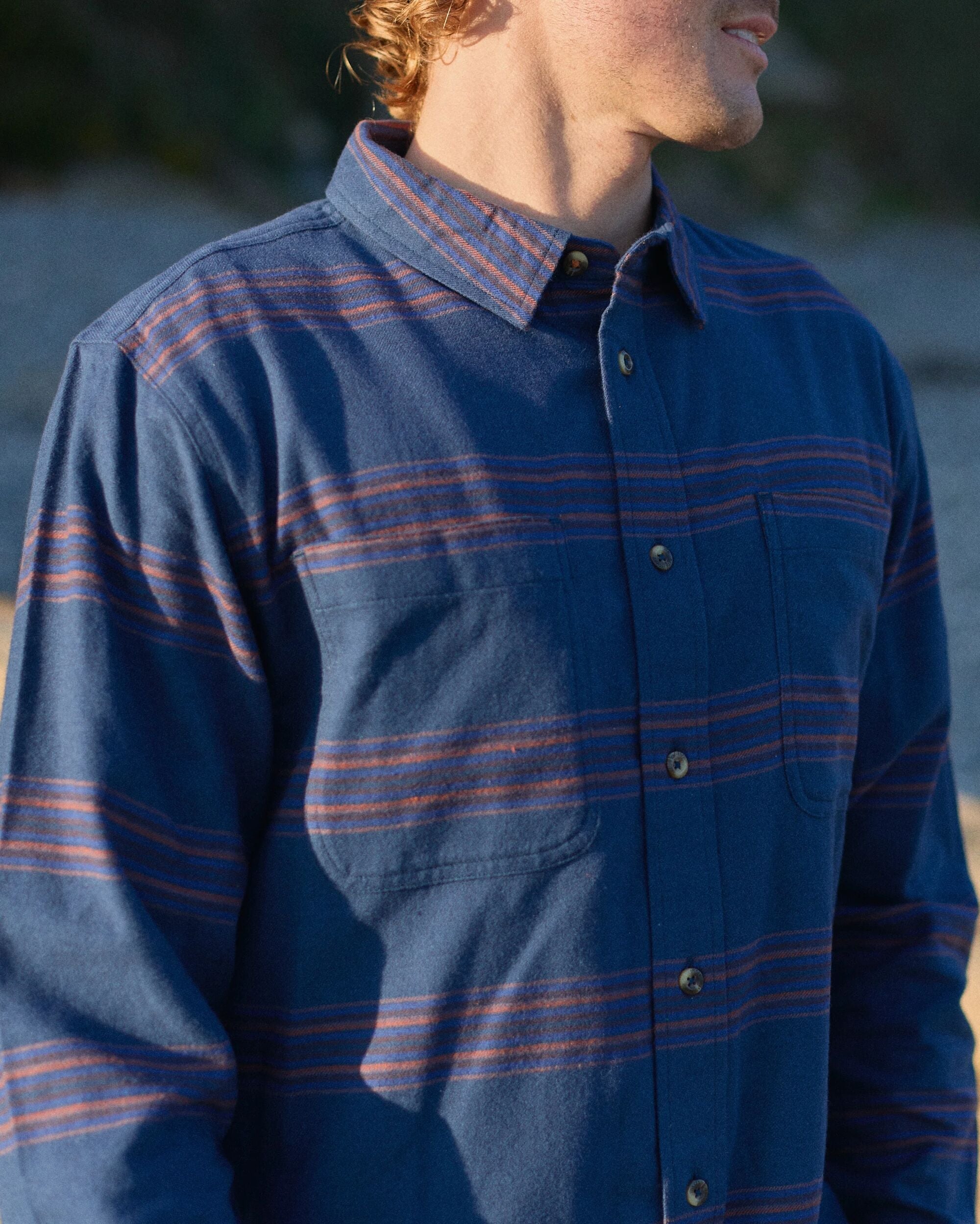 Backcountry Stripe Light Shirt - Rich Navy/Deep Plum Stripe