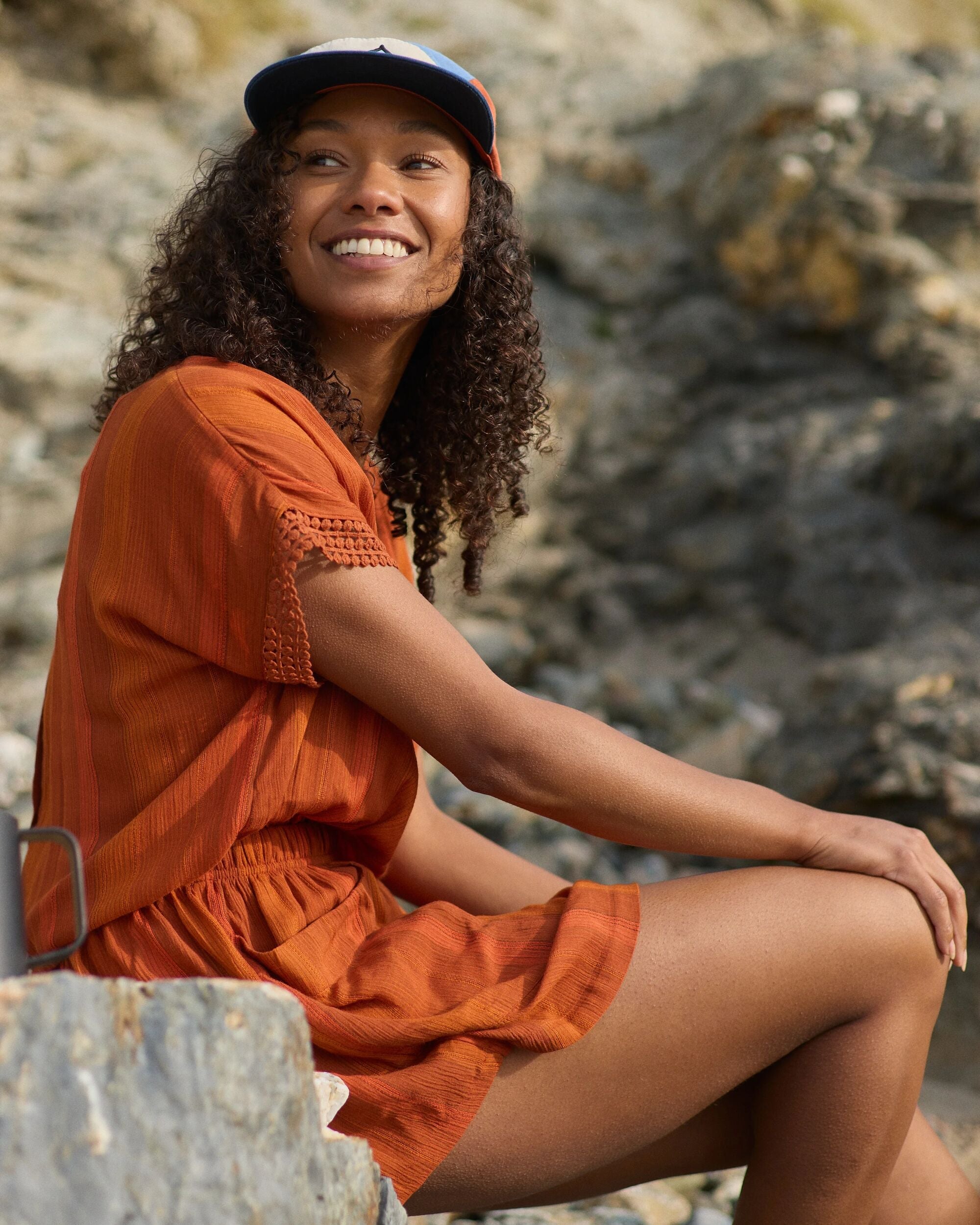 Clarity Short Skort Dress - Ember Orange Stripe