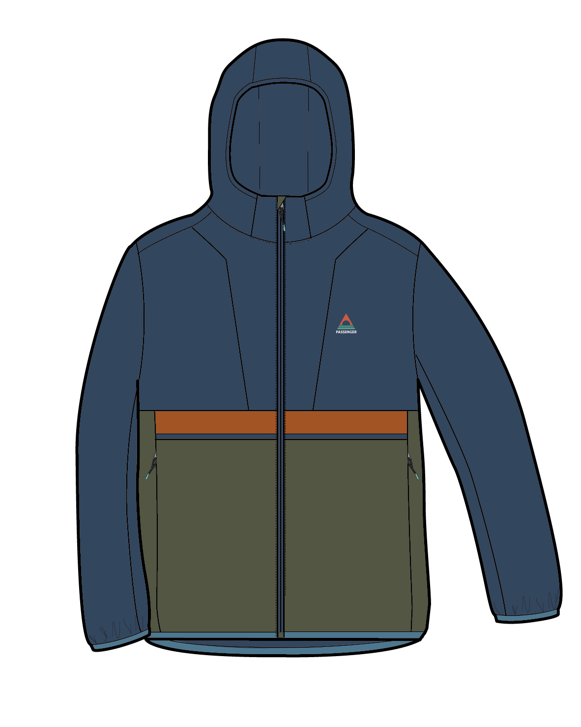 Gusto Recycled Windshell Jacket - Khaki/Dark Denim