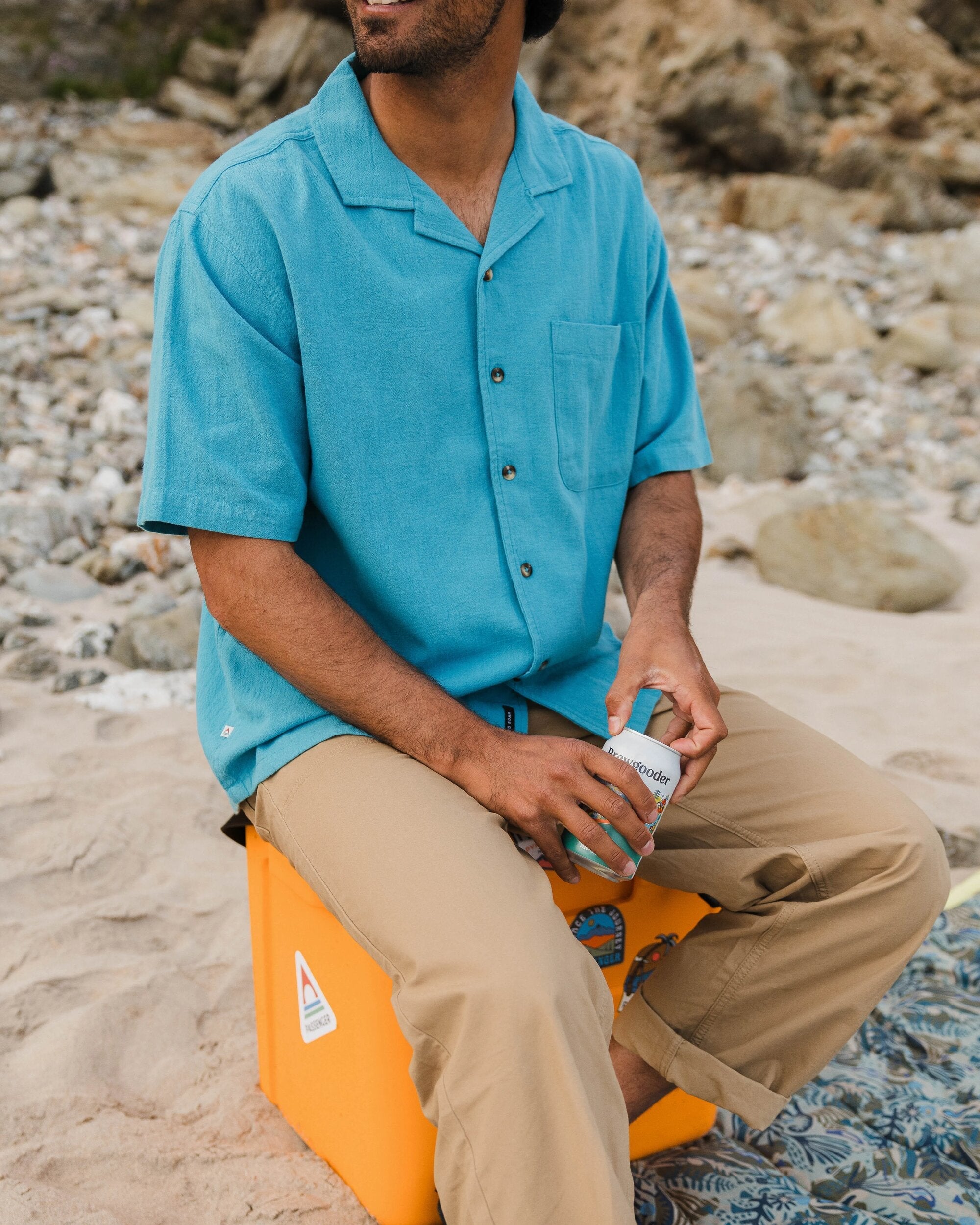 Cove Organic Cotton Short Sleeve Shirt - Blue Pool