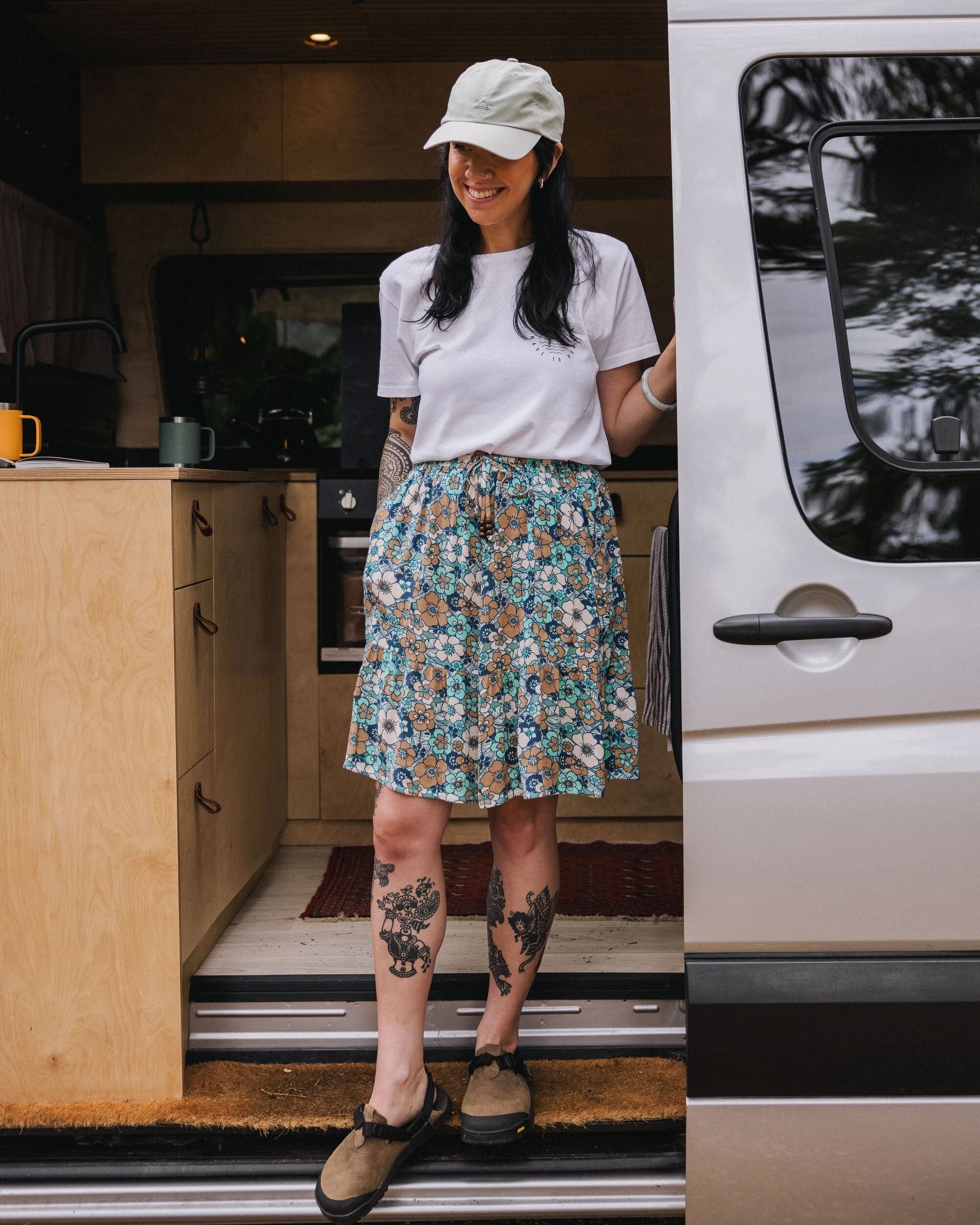 Dew EcoVero Woven Skirt - Vintage Floral Aqua