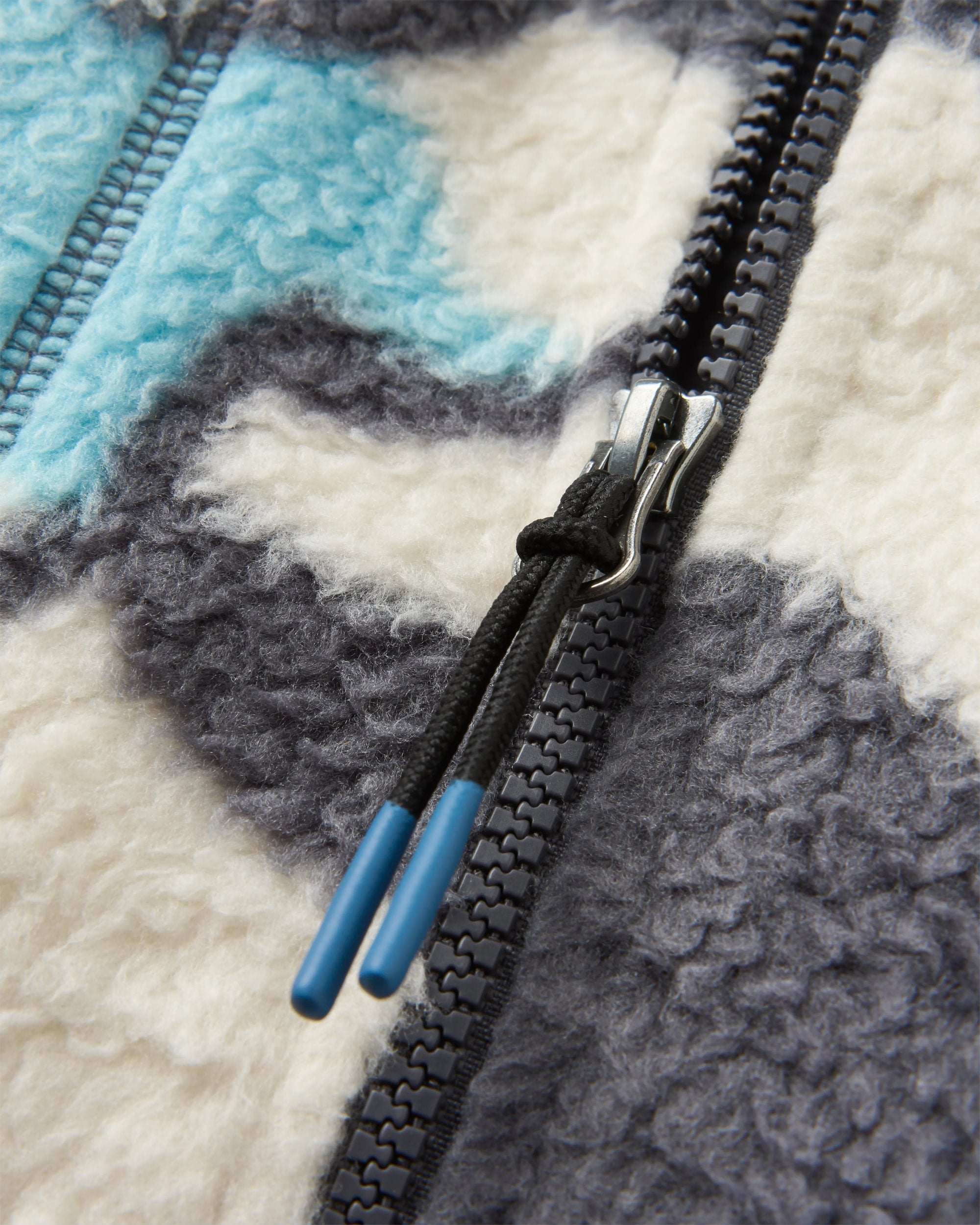 Fairbanks Full Zip Recycled Sherpa Fleece - Abstract Trails Off White