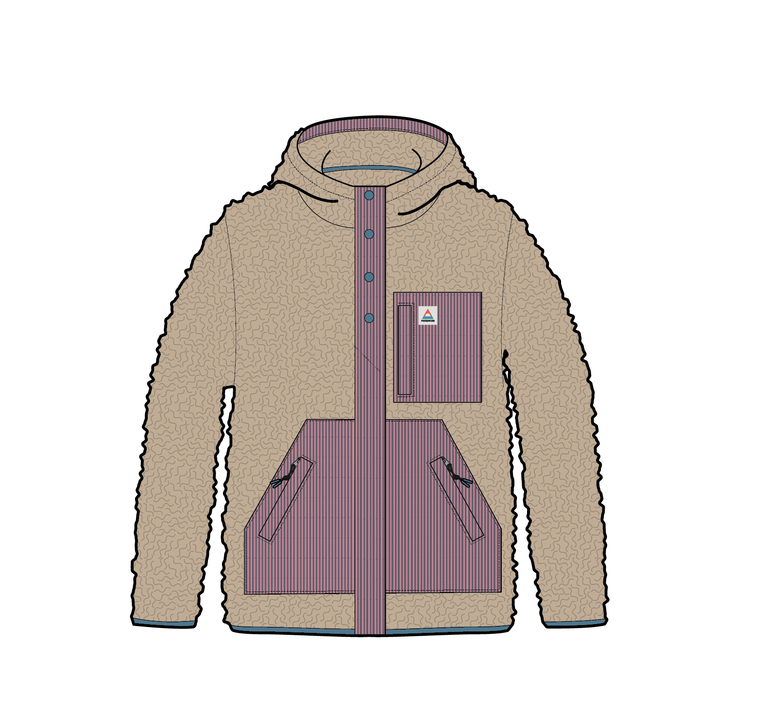 Clover Recycled Sherpa Hooded Fleece - Oat