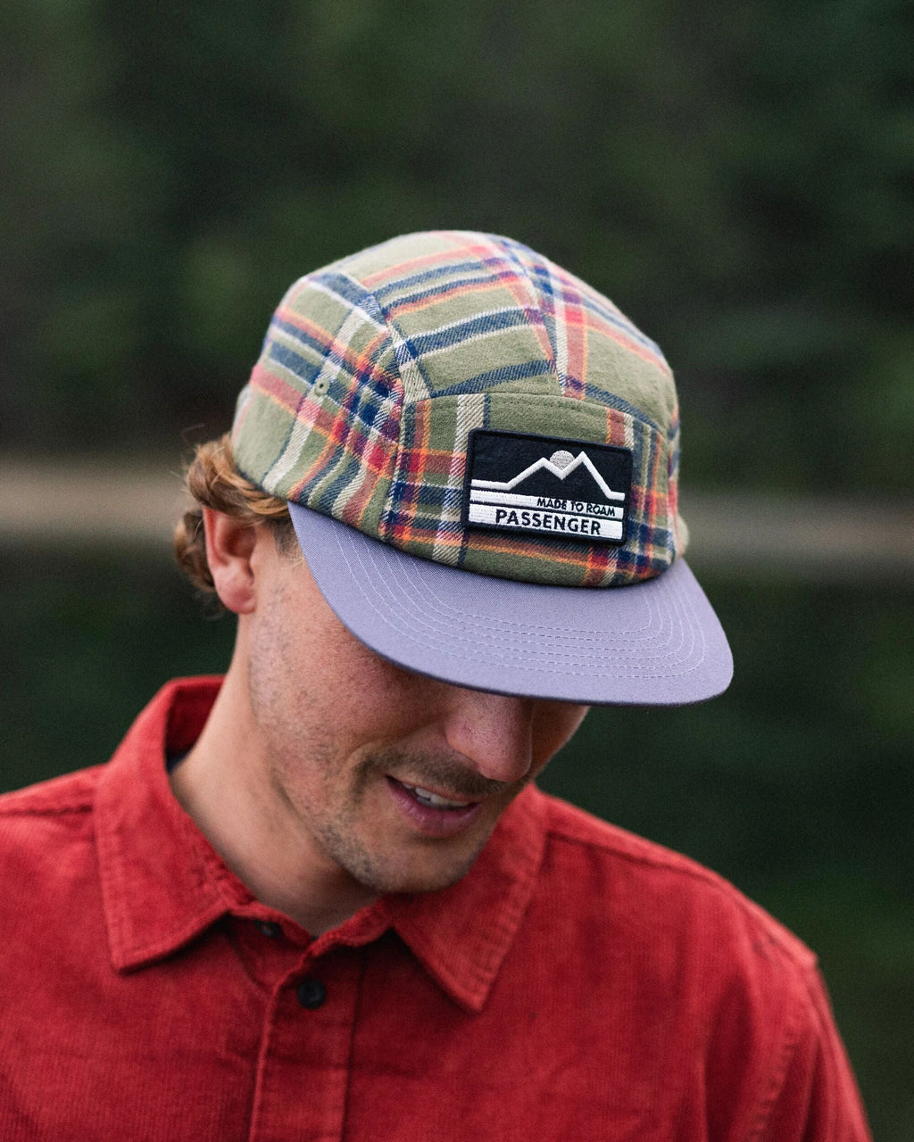Fixie Recycled Flannel 5 Panel Cap - Khaki Check