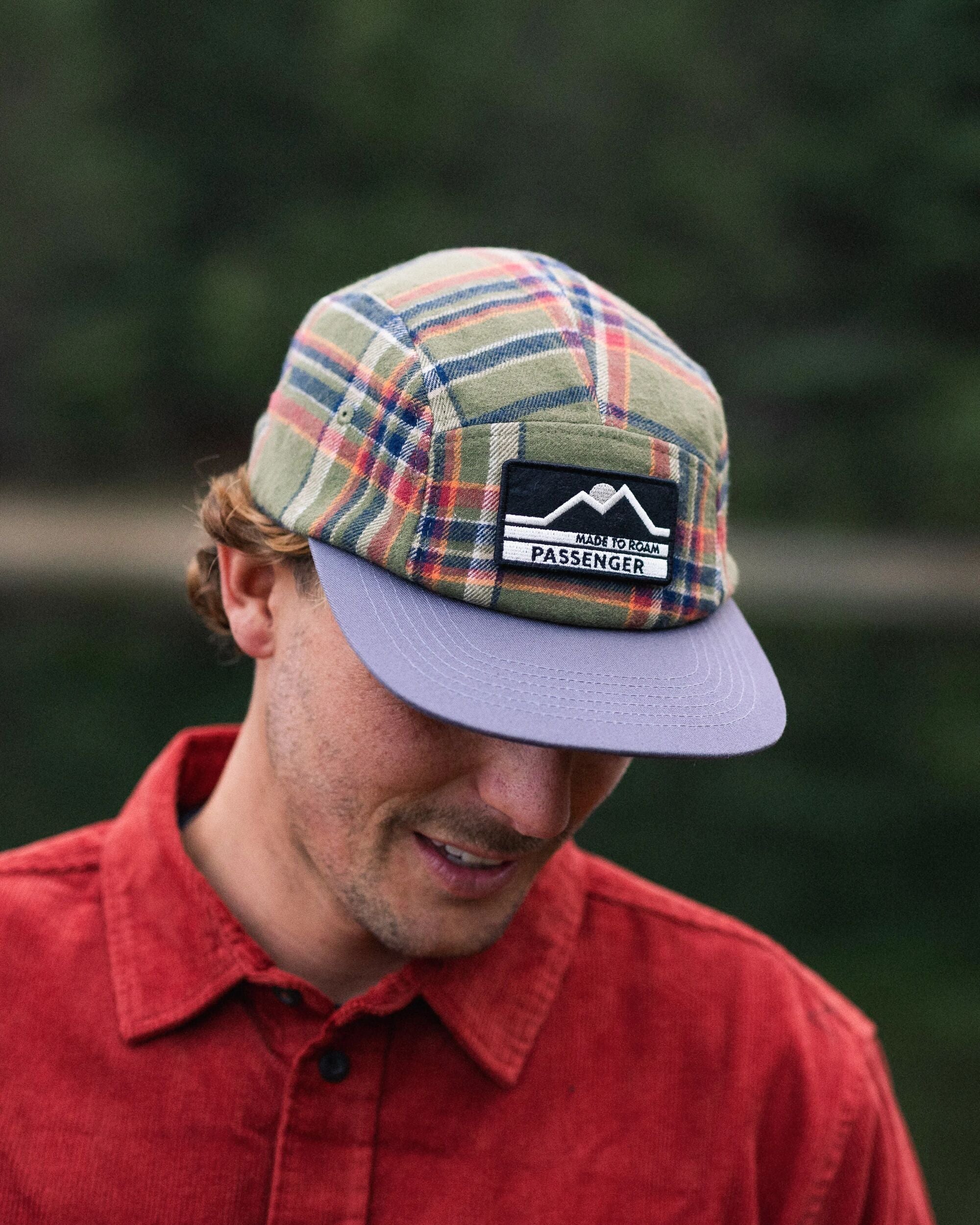 Fixie Recycled Flannel 5 Panel Cap - Khaki Check