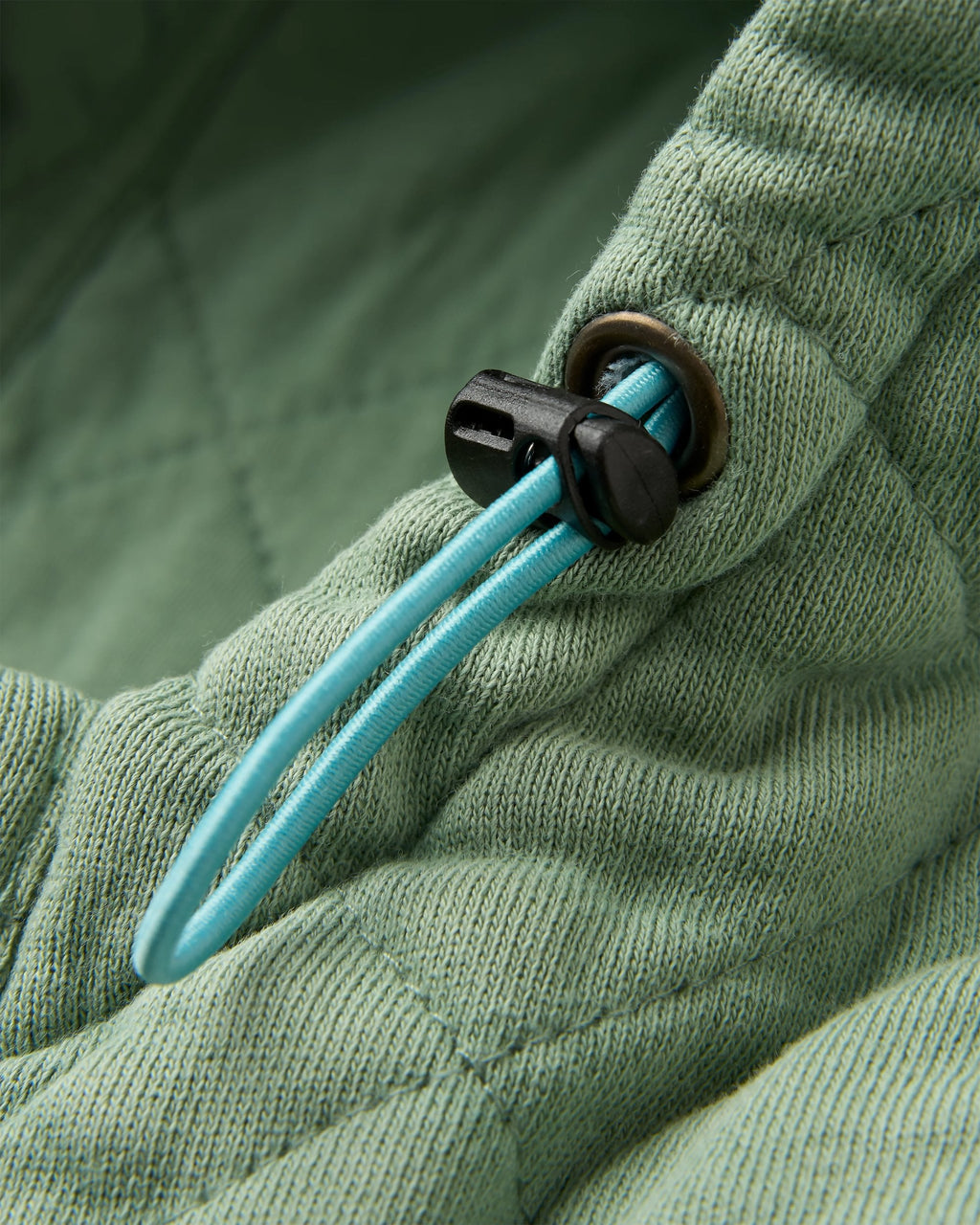 Clementine Recycled Quilted Popper Up Hoodie - Pistachio